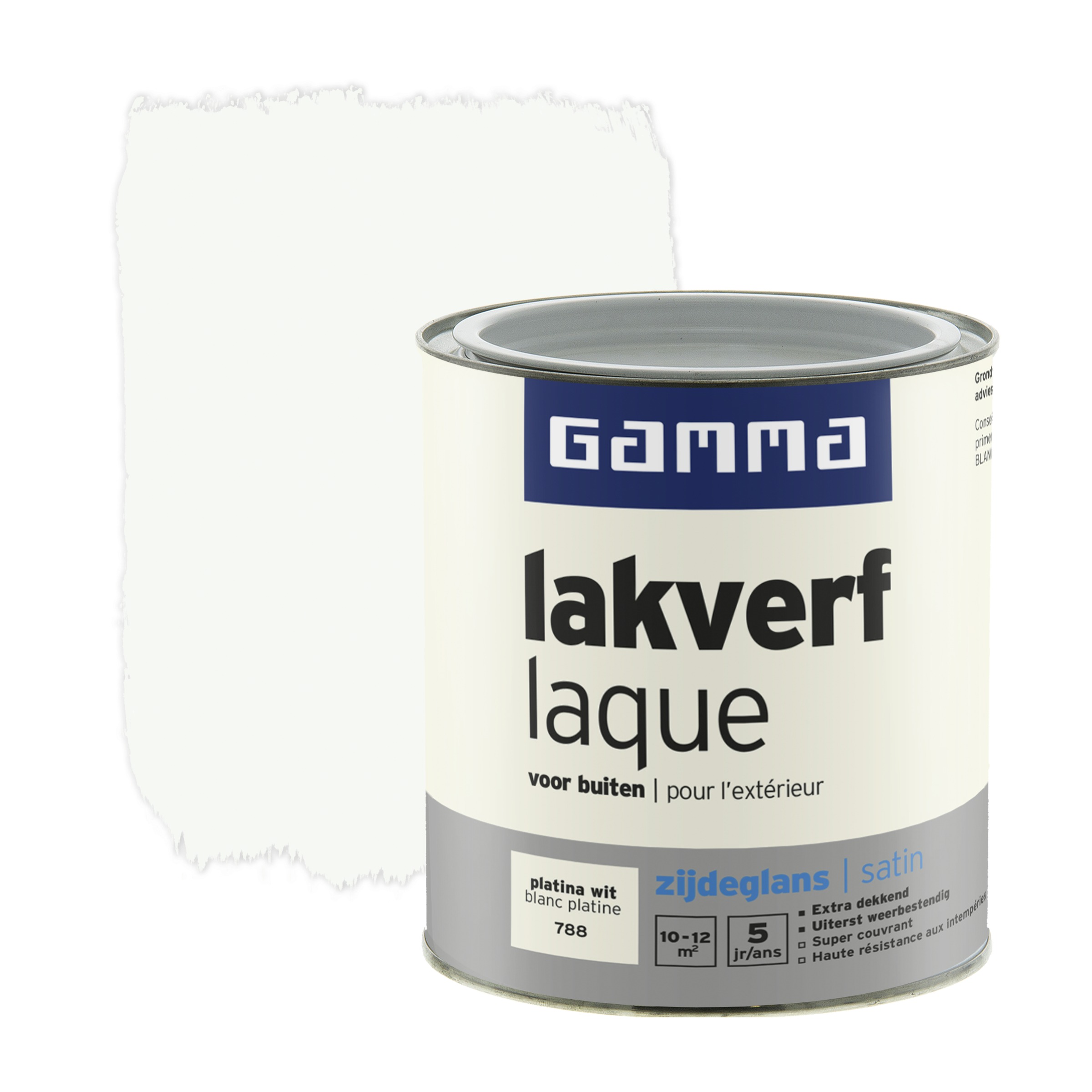 Gamma Lakverf Voor Buiten Platina Wit Zijdeglans 750 Ml gamma kopen in de aanbieding