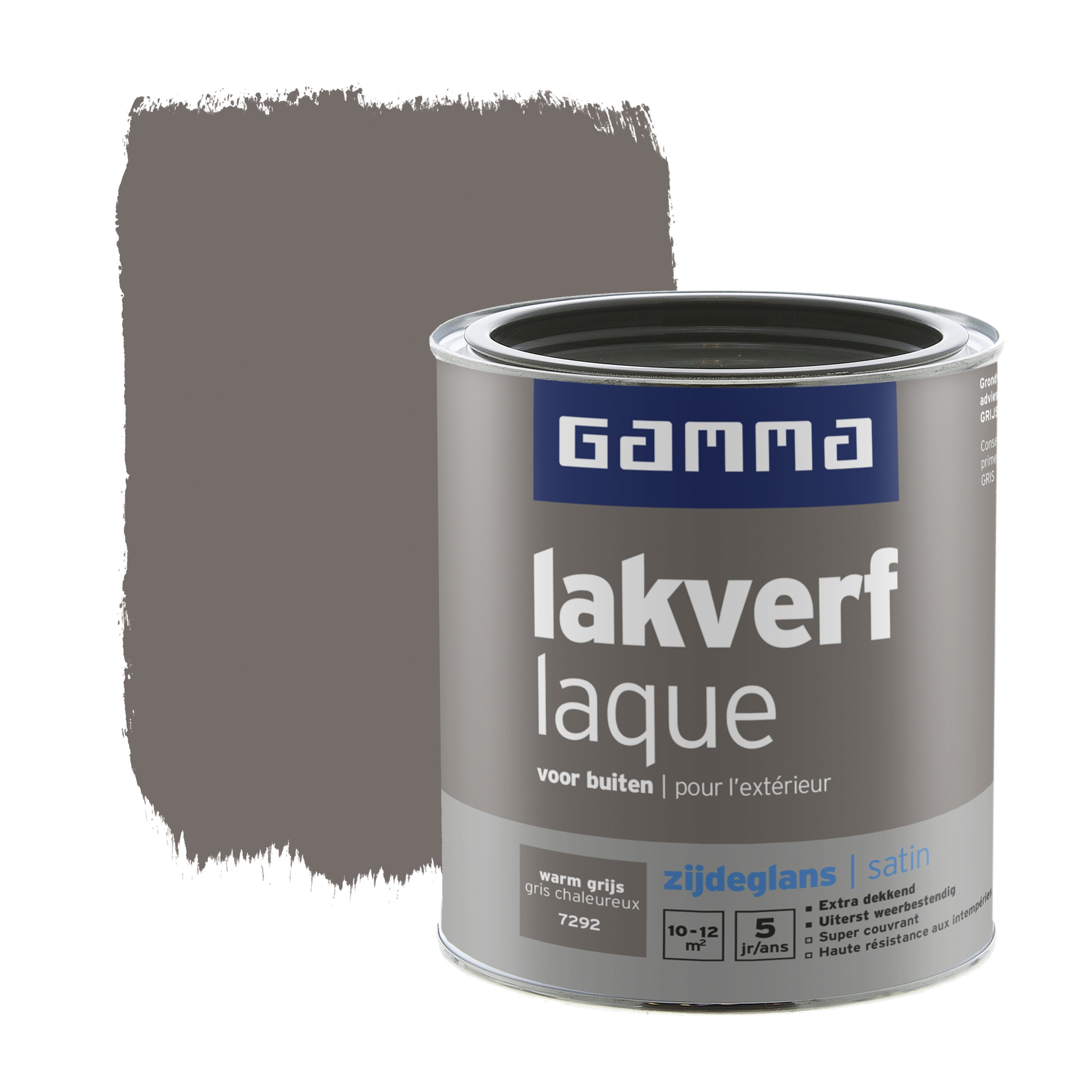 Gamma Lakverf Voor Buiten Warmgrijs Zijdeglans 750 Ml gamma kopen in de aanbieding