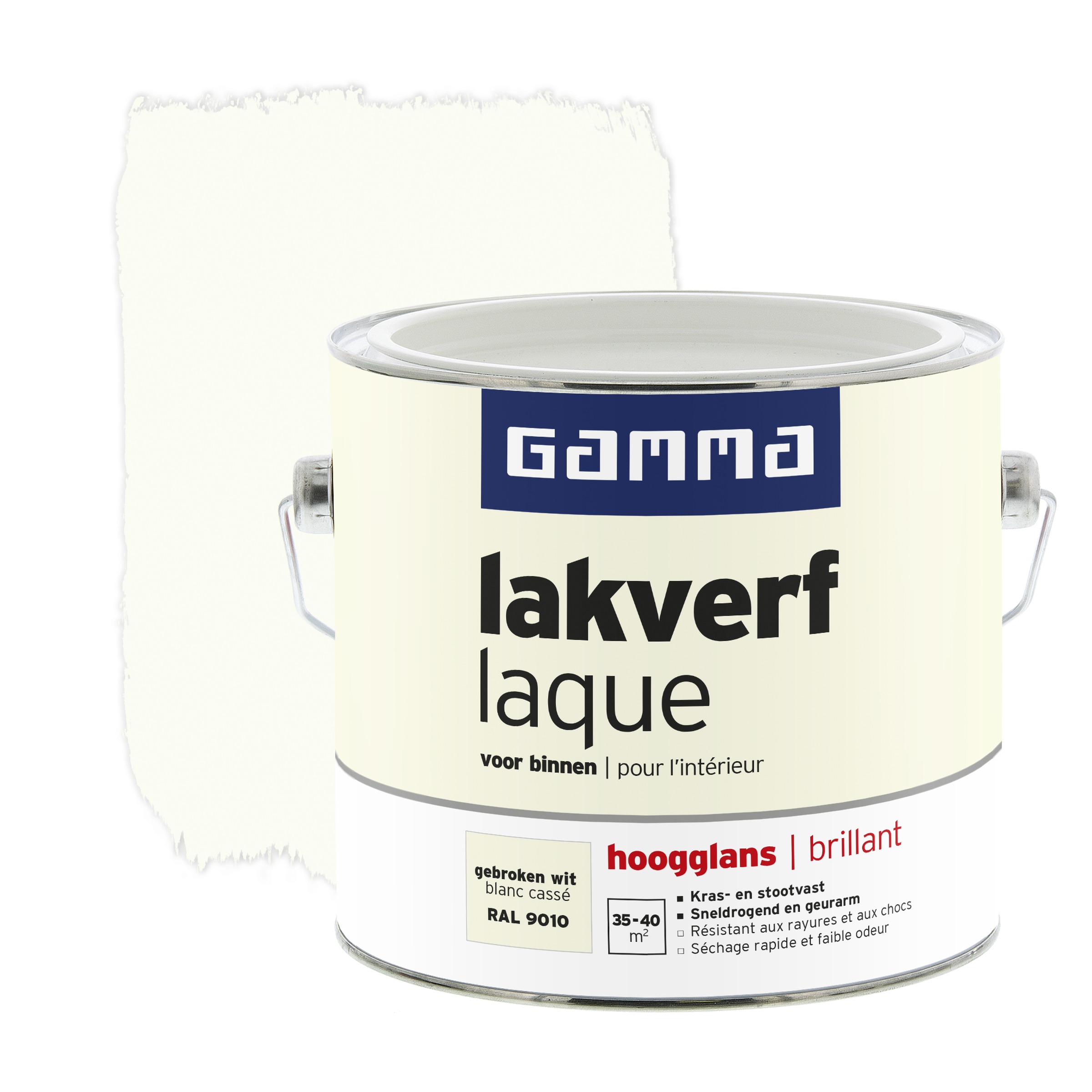 Gamma Lakverf Voor Binnen Gebroken Wit Hoogglans 25 Liter gamma kopen in de aanbieding