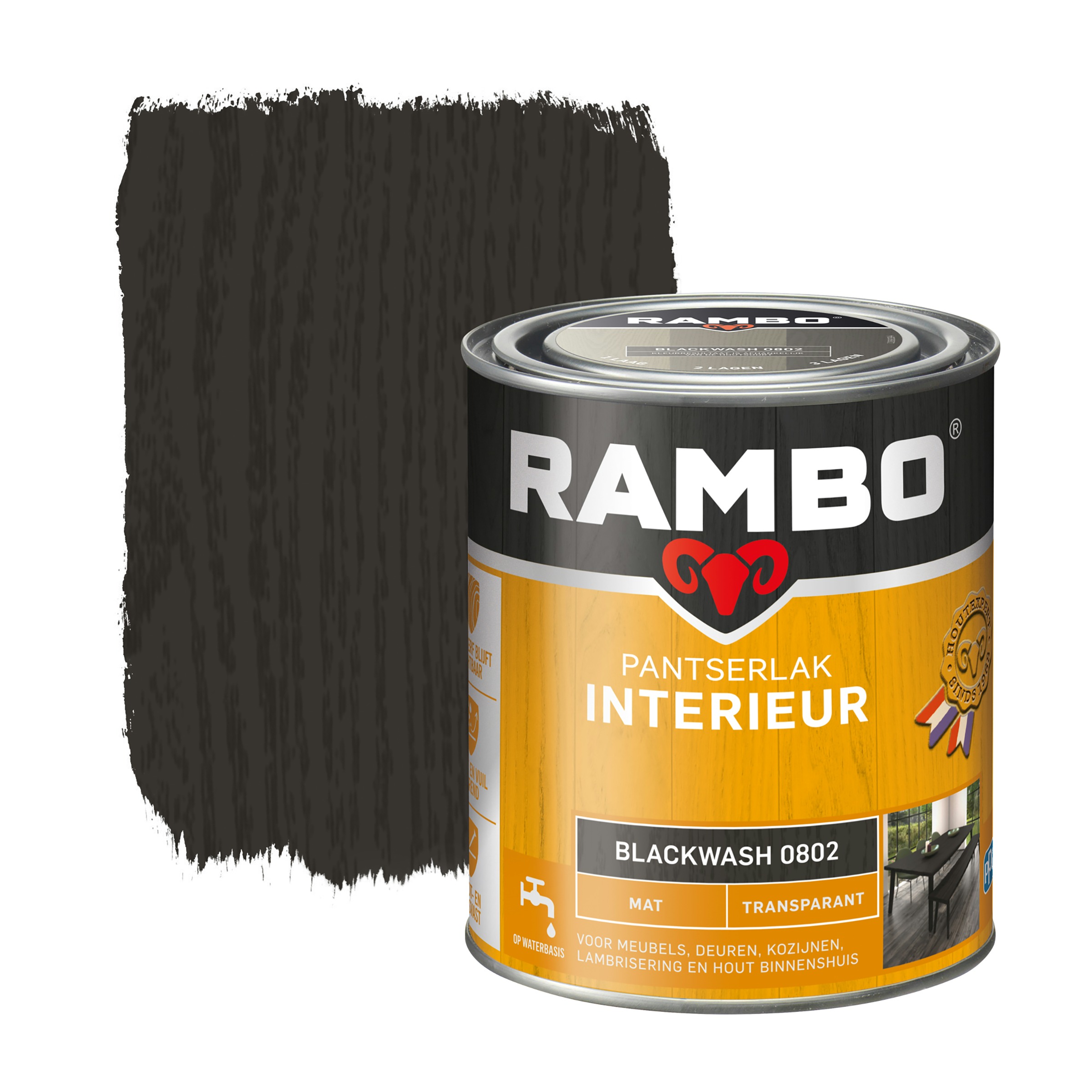 Rambo Pantserlak Interieur Transparant Mat Blackwash 750 Ml rambo kopen in de aanbieding