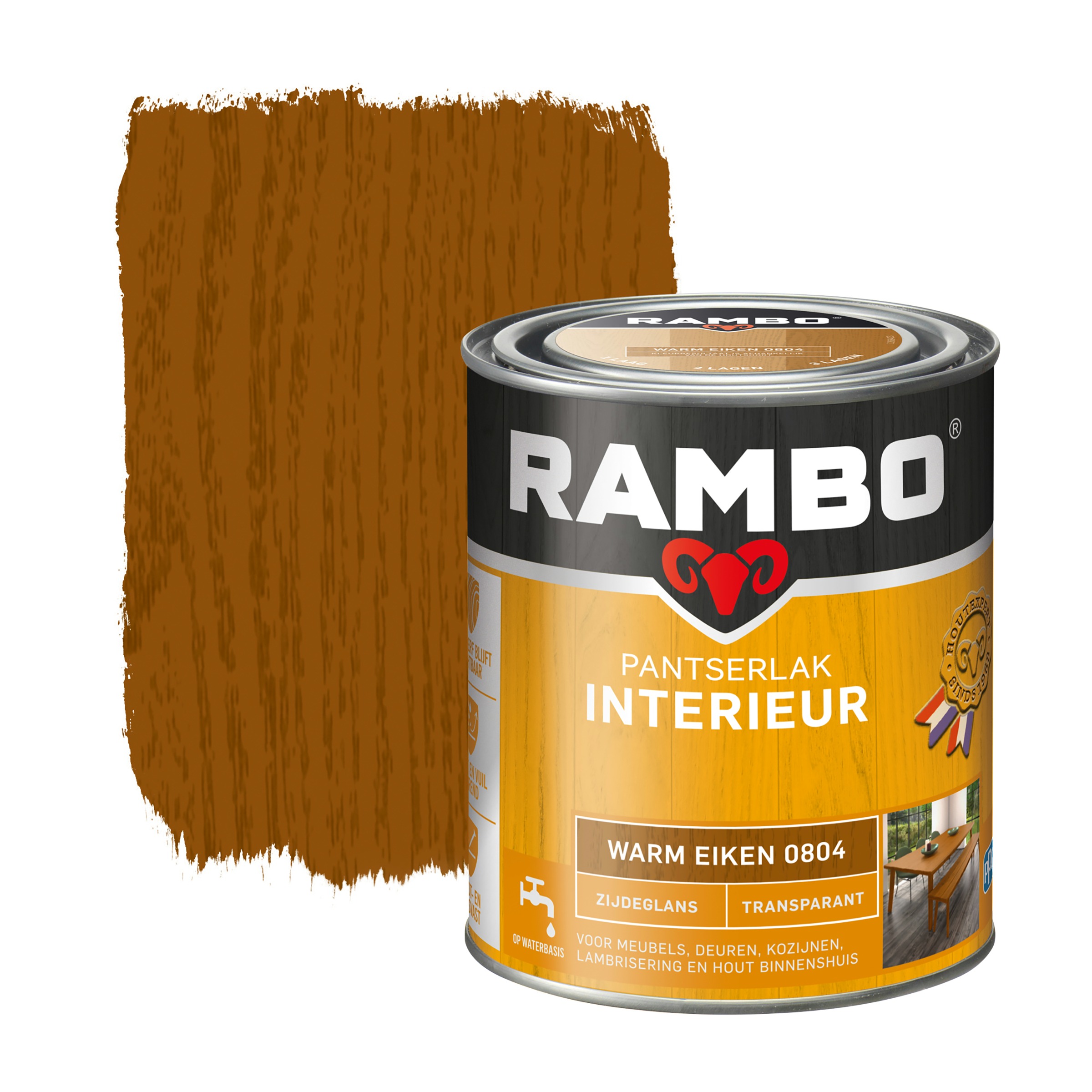 Rambo Pantserlak Interieur Transparant Zijdeglans Warm Eiken 750 Ml rambo kopen in de aanbieding