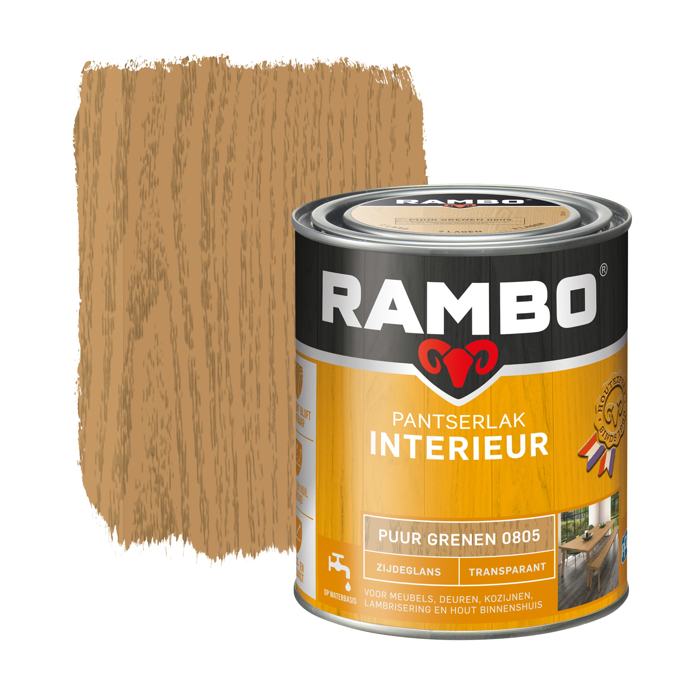 Rambo Pantserlak Interieur Transparant Zijdeglans Puur Grenen 750 Ml rambo kopen in de aanbieding