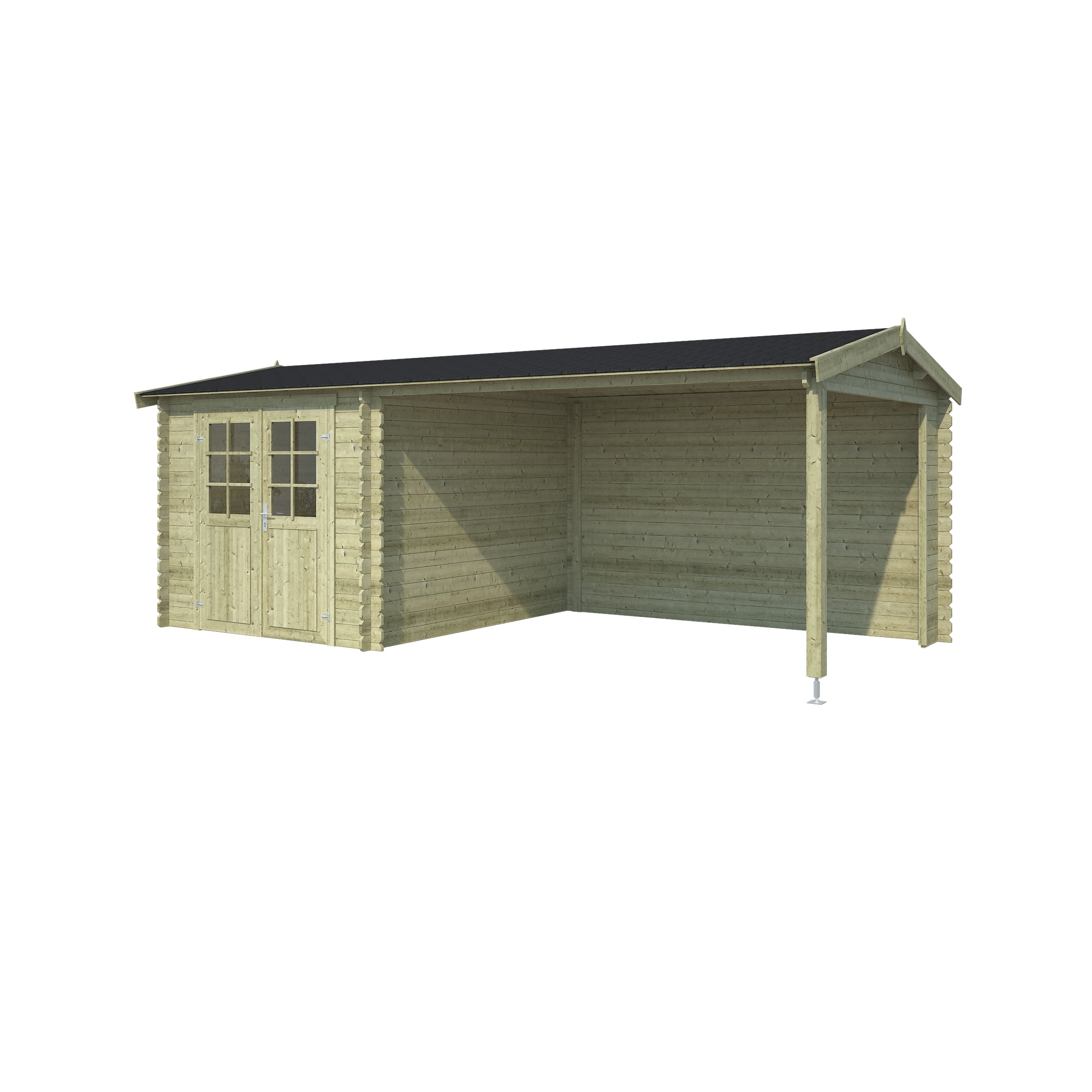 Tuinhuis Met Overkapping Violier Geimpregneerd Vurenhout Groen 590X295 huismerk kopen in de aanbieding