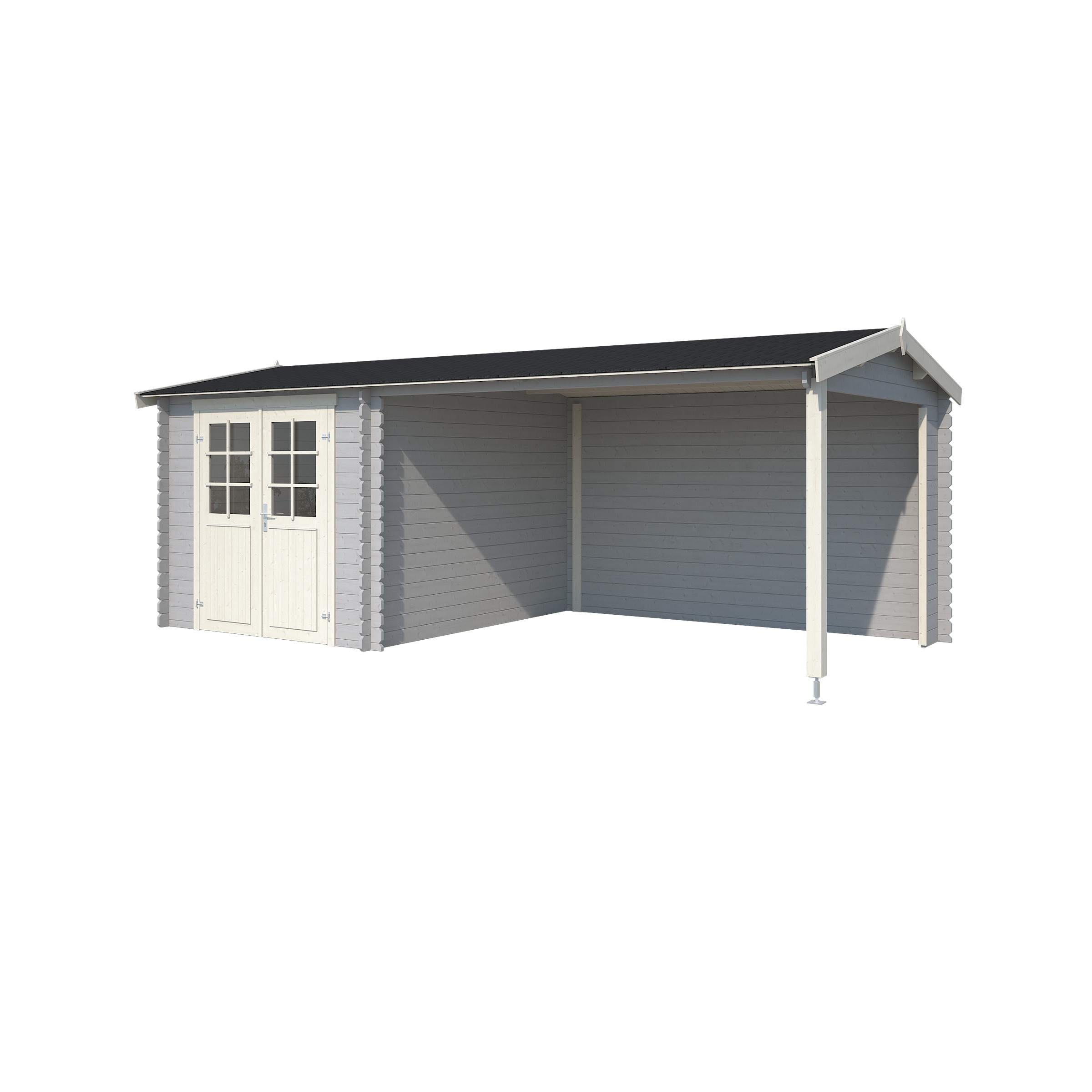 Tuinhuis Met Overkapping Violier Gecoat Vurenhout Grijs 590X295 huismerk kopen in de aanbieding
