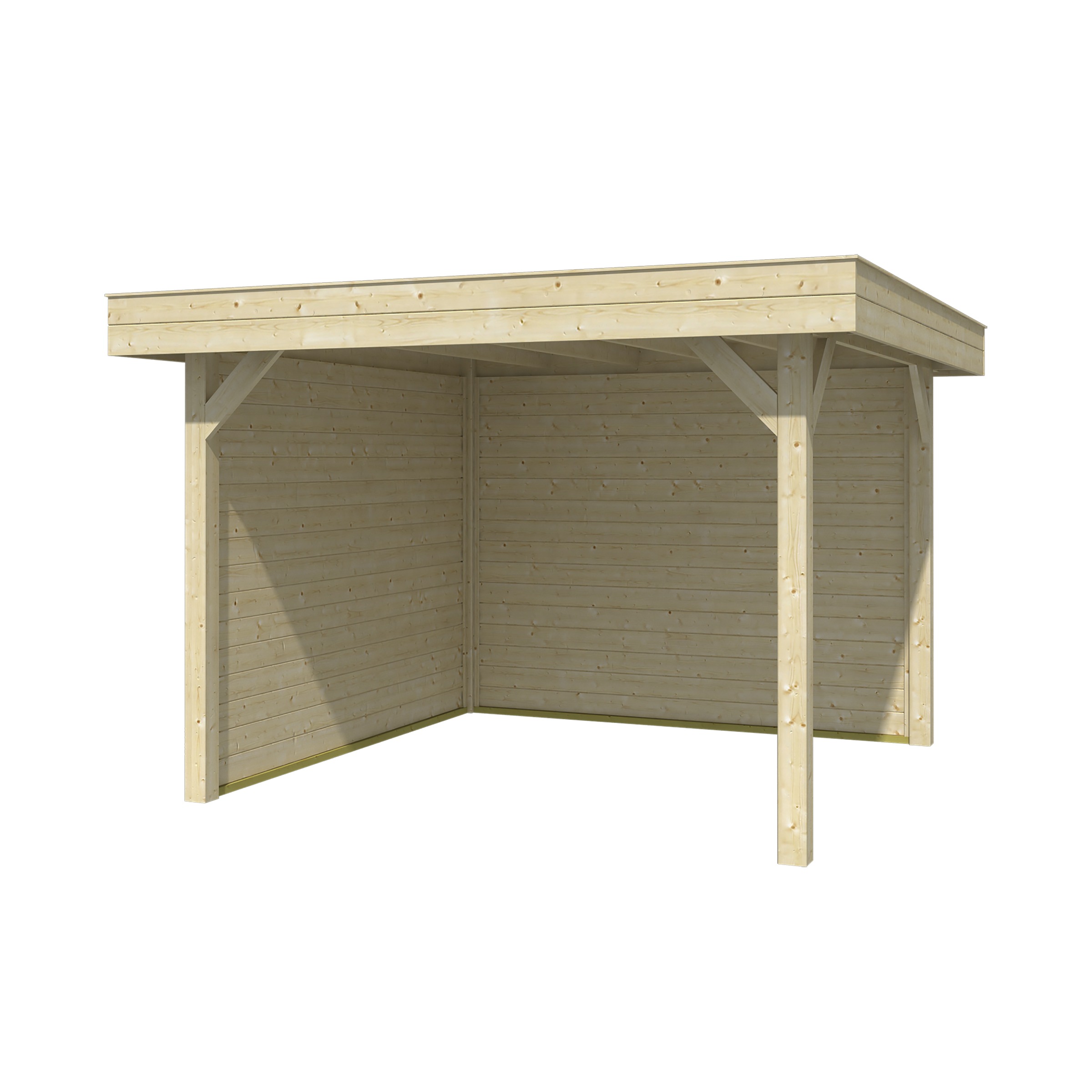 Overkapping Bali Onbehandeld Hout Blank Met Achterwand En Zijwand 354X354 huismerk kopen in de aanbieding