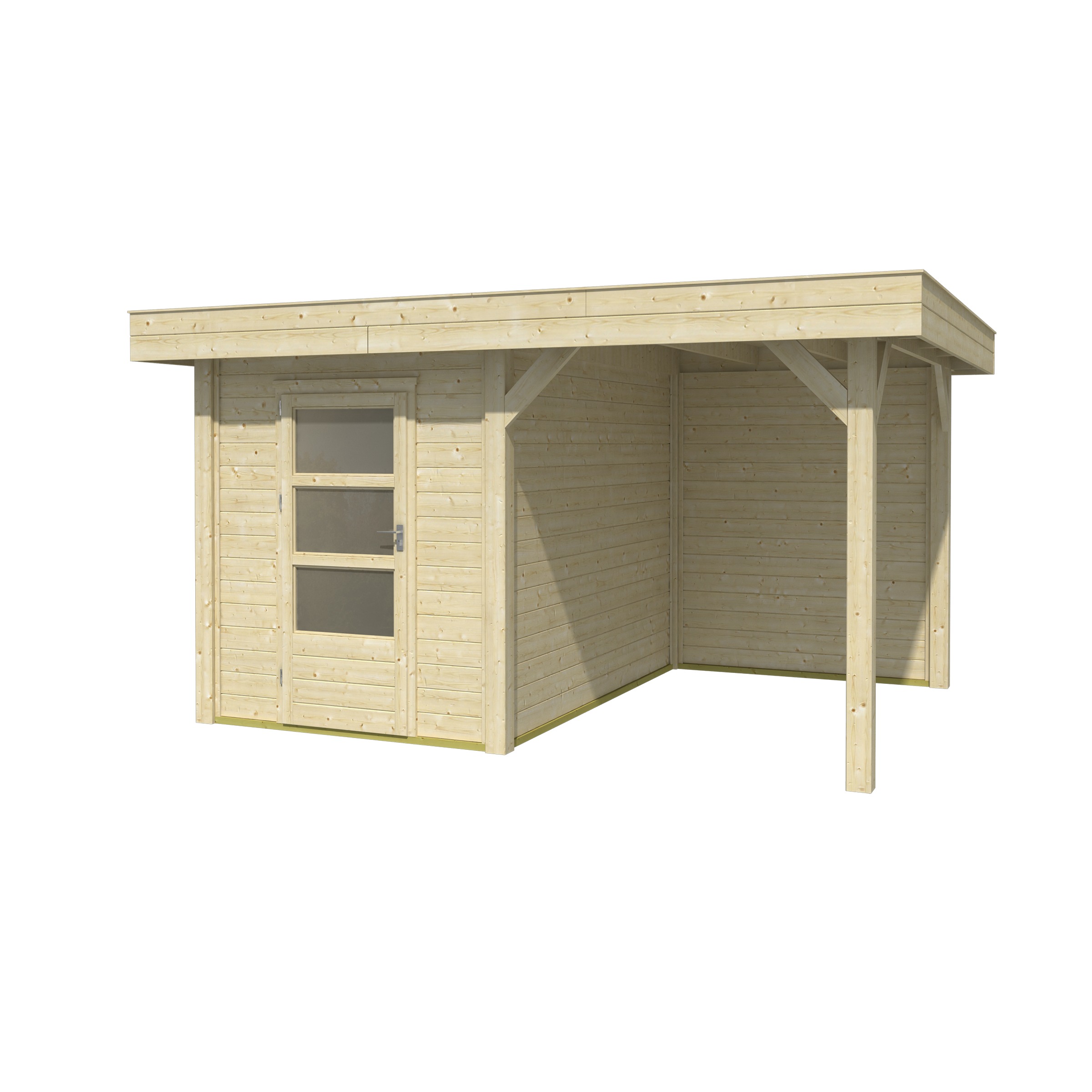 Tuinhuis Met Overkapping Lombok Onbehandeld Hout Blank 304X396 huismerk kopen in de aanbieding