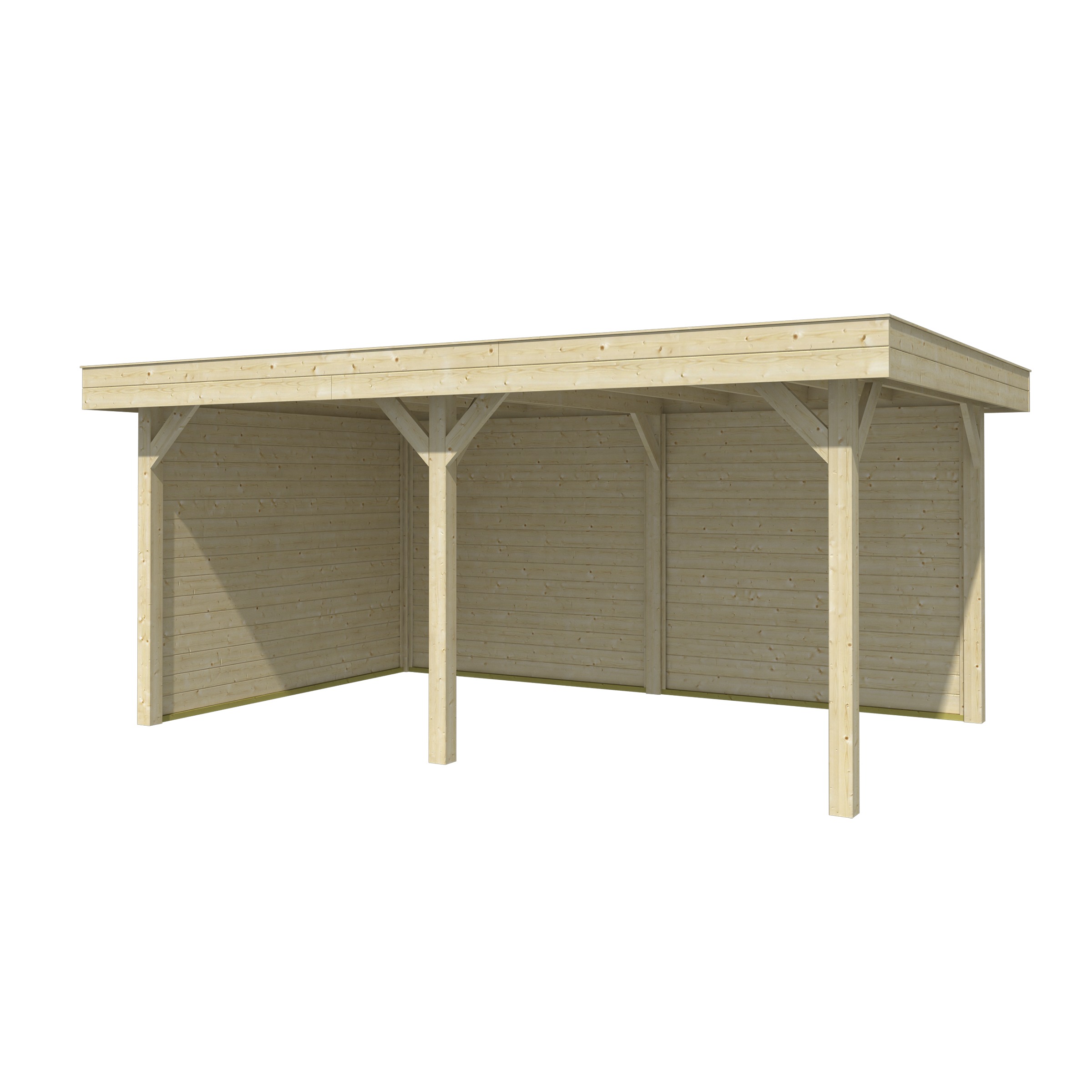 Overkapping Java Onbehandeld Hout Blank Met Achterwand En Zijwand 304X396 huismerk kopen in de aanbieding