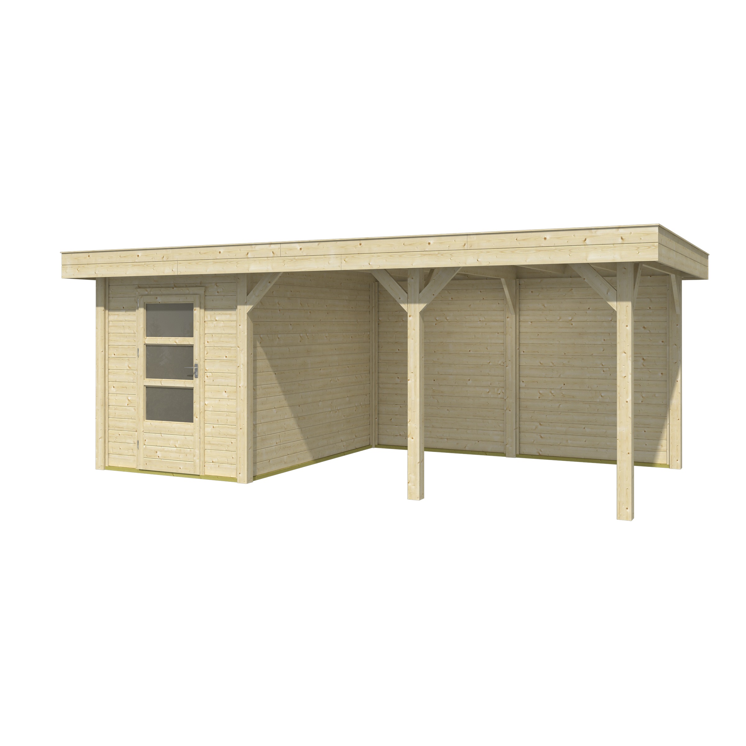 Tuinhuis Met Overkapping Borneo Onbehandeld Hout Blank 638X354 huismerk kopen in de aanbieding