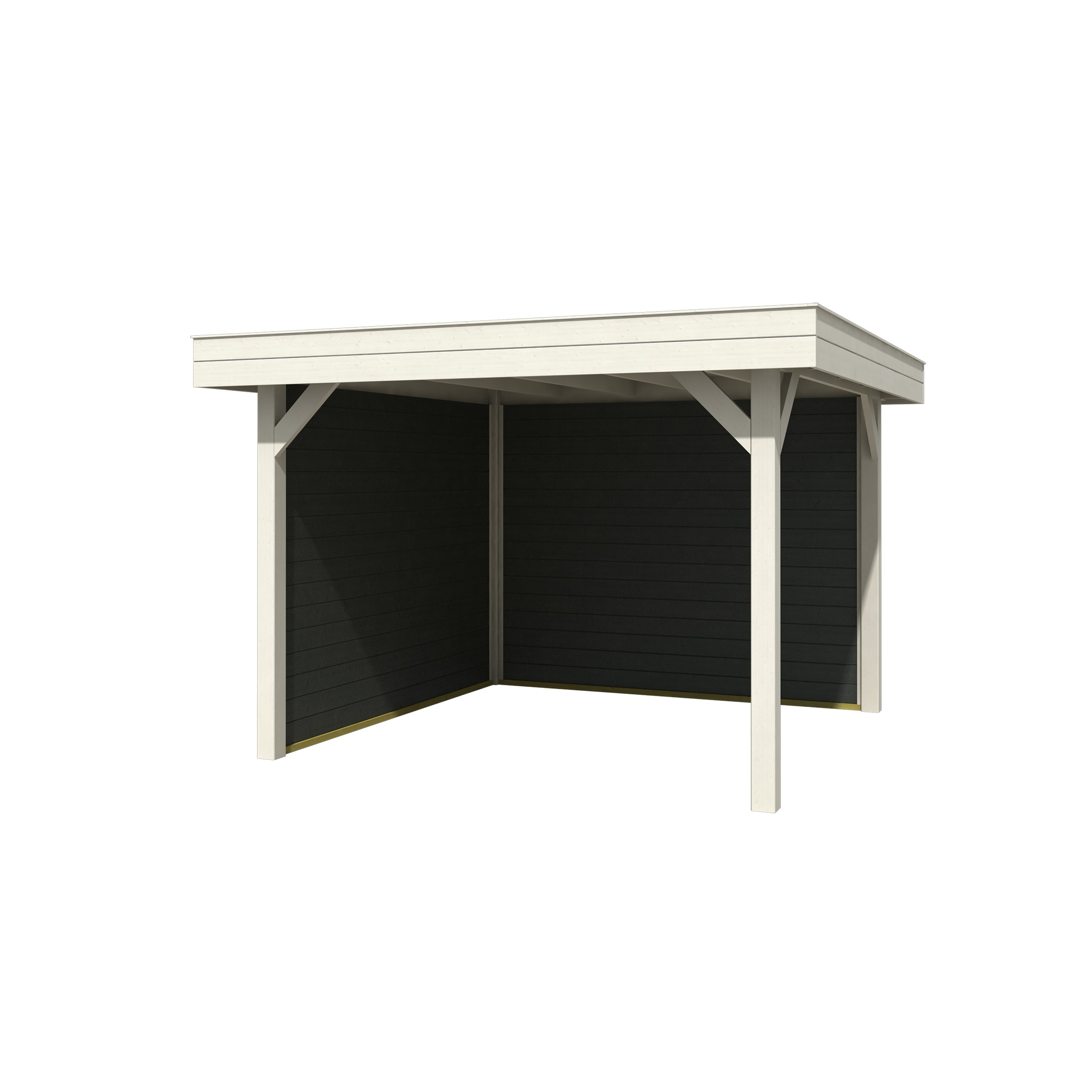 Overkapping Bali Gecoat Hout Antraciet Met Achterwand En Zijwand 354X354 huismerk kopen in de aanbieding