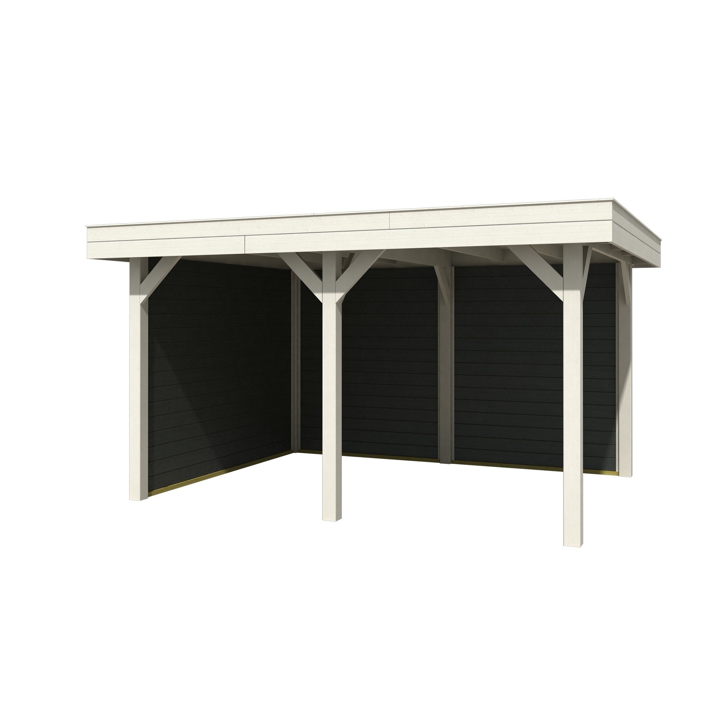 Overkapping Lombok Gecoat Hout Antraciet Met Achterwand En Zijwand 304X396 huismerk kopen in de aanbieding