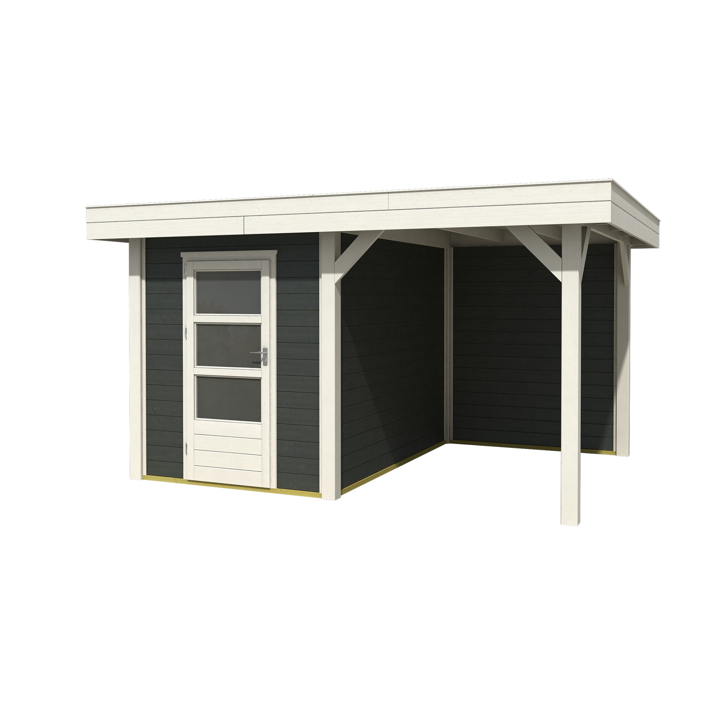 Tuinhuis Met Overkapping Lombok Gecoat Hout Antraciet 304X396 huismerk kopen in de aanbieding