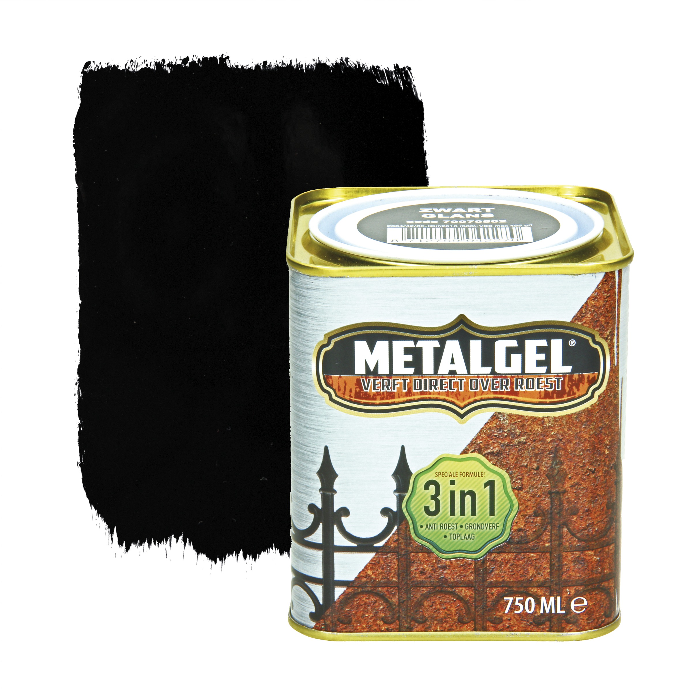 Metalgel Zwart Glans 750 Ml metalgel kopen in de aanbieding