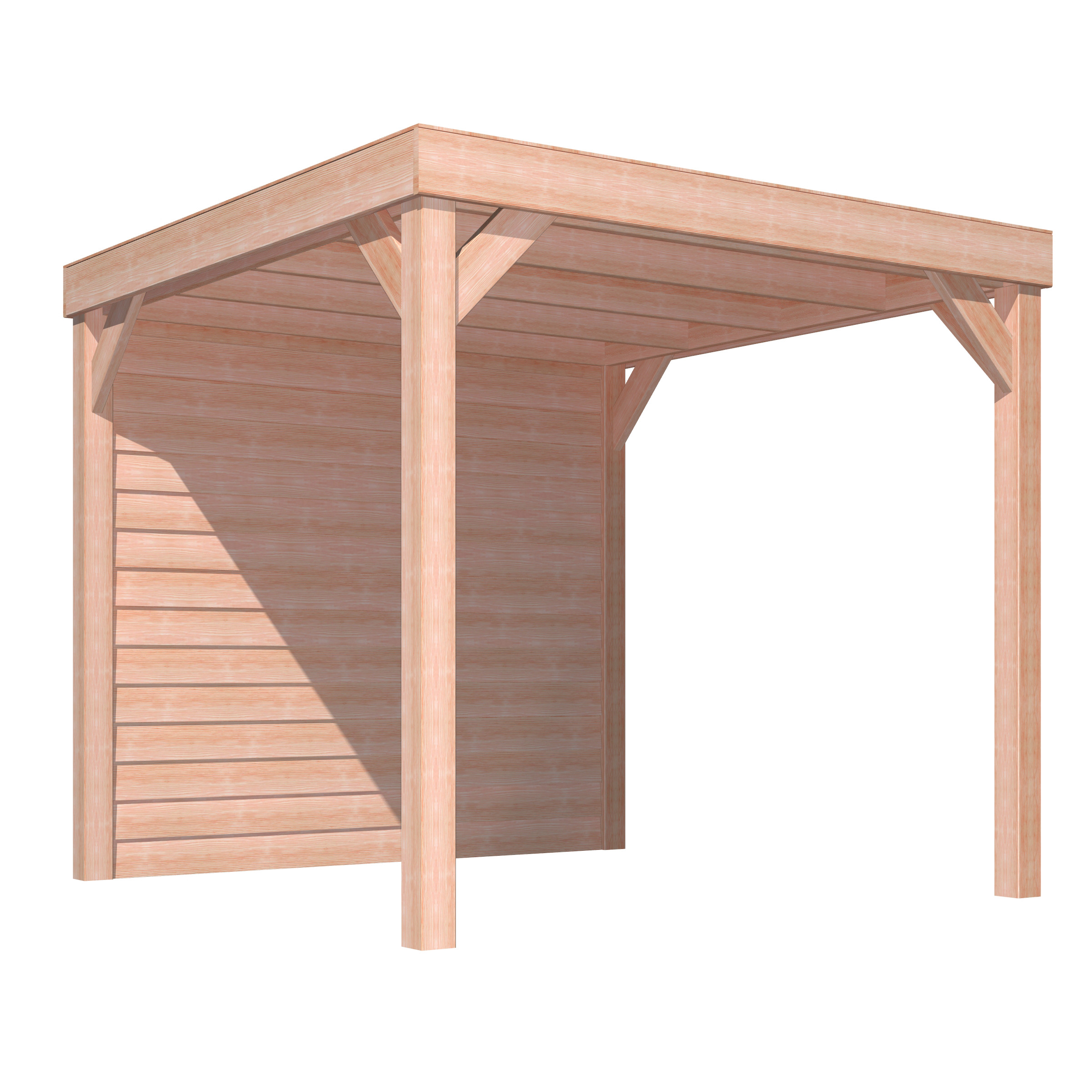 Overkapping Douglas Hout Blank Met Achterwand 270X270 huismerk kopen in de aanbieding