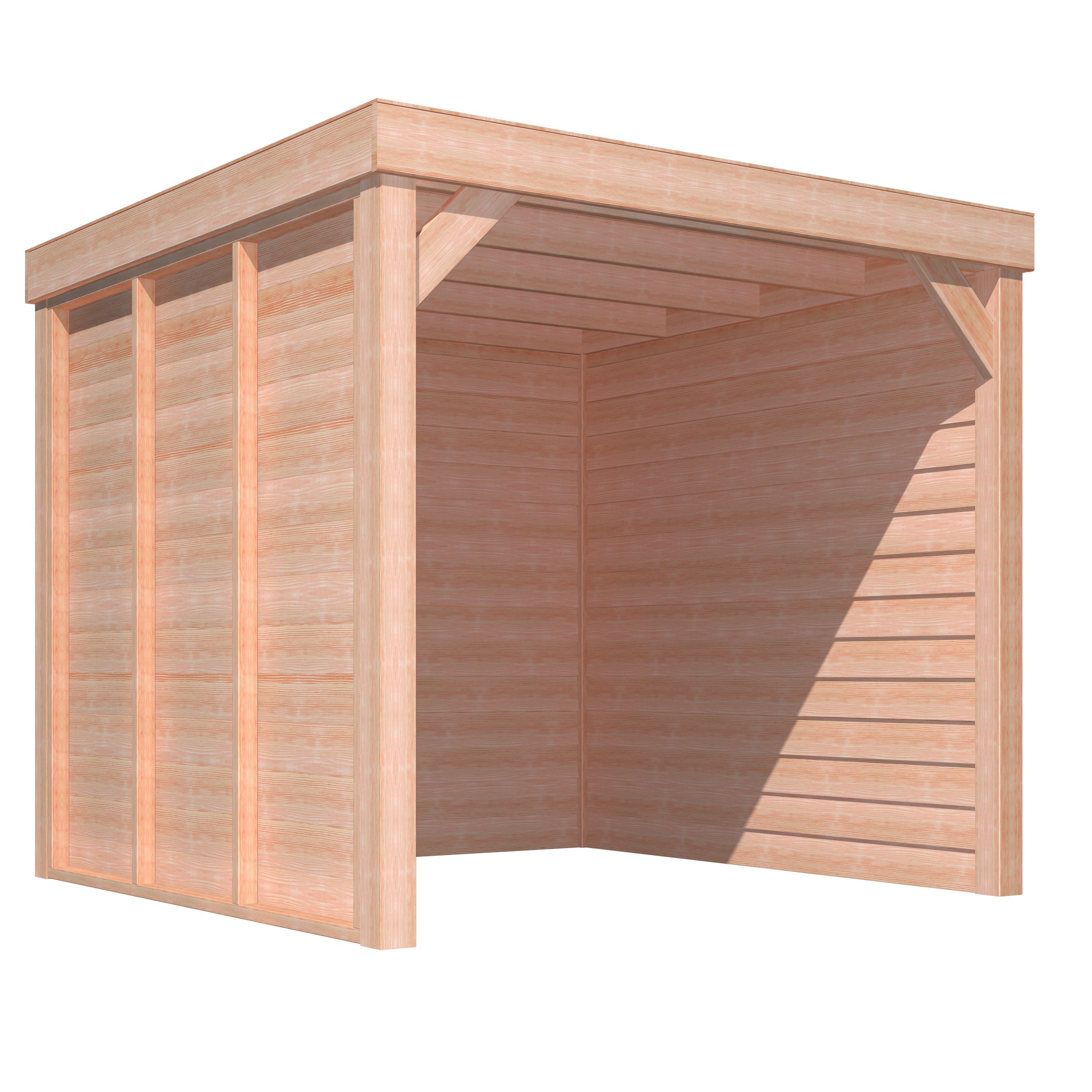 Overkapping Douglas Hout Blank Met Achterwand En 2 Zijwanden 270X270 huismerk kopen in de aanbieding