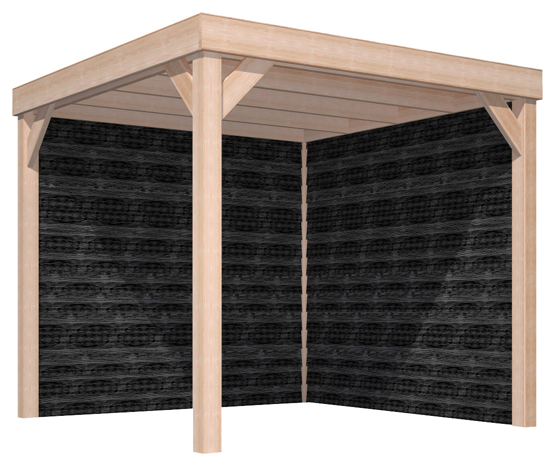 Overkapping Douglas Hout Zwart Met Achterwand En Zijwand 270X270 huismerk kopen in de aanbieding