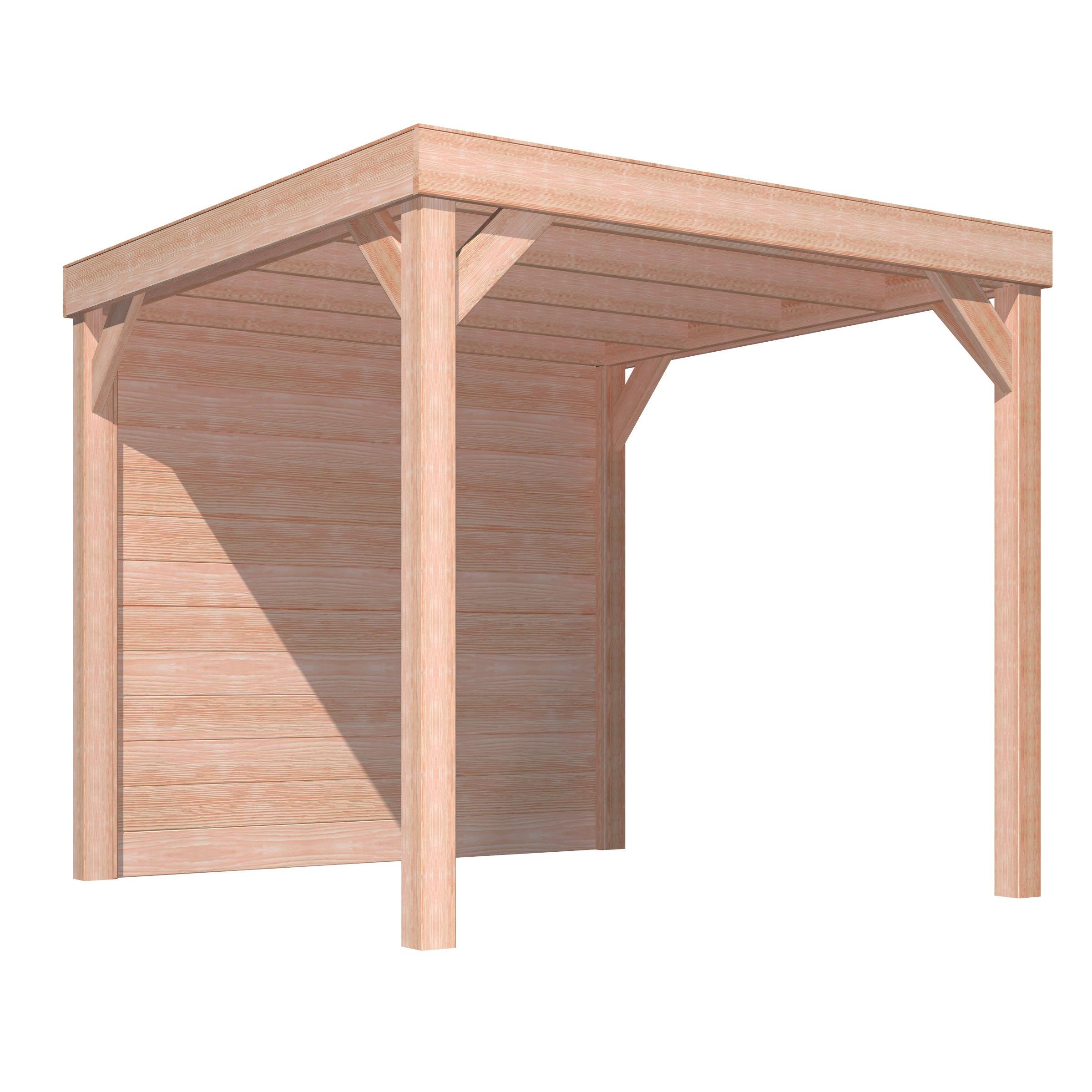 Overkapping Douglas Hout Blank Met Blokhutprofiel Achterwand 270X270 huismerk kopen in de aanbieding