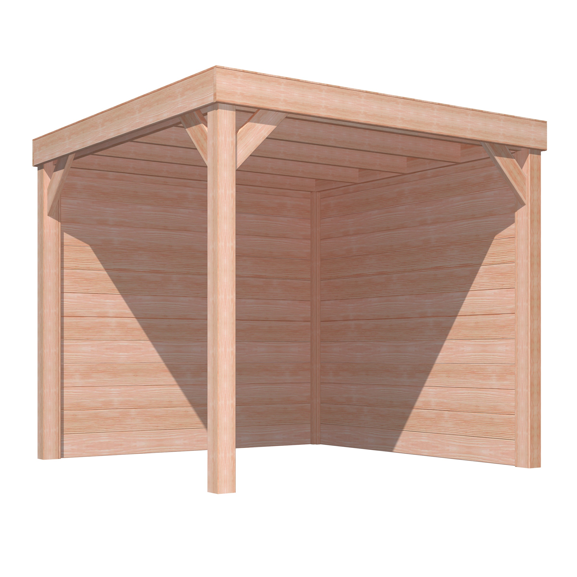 Overkapping Douglas Hout Blank Met Blokhutprofiel Achterwand En Zijwand 270X270 huismerk kopen in de aanbieding