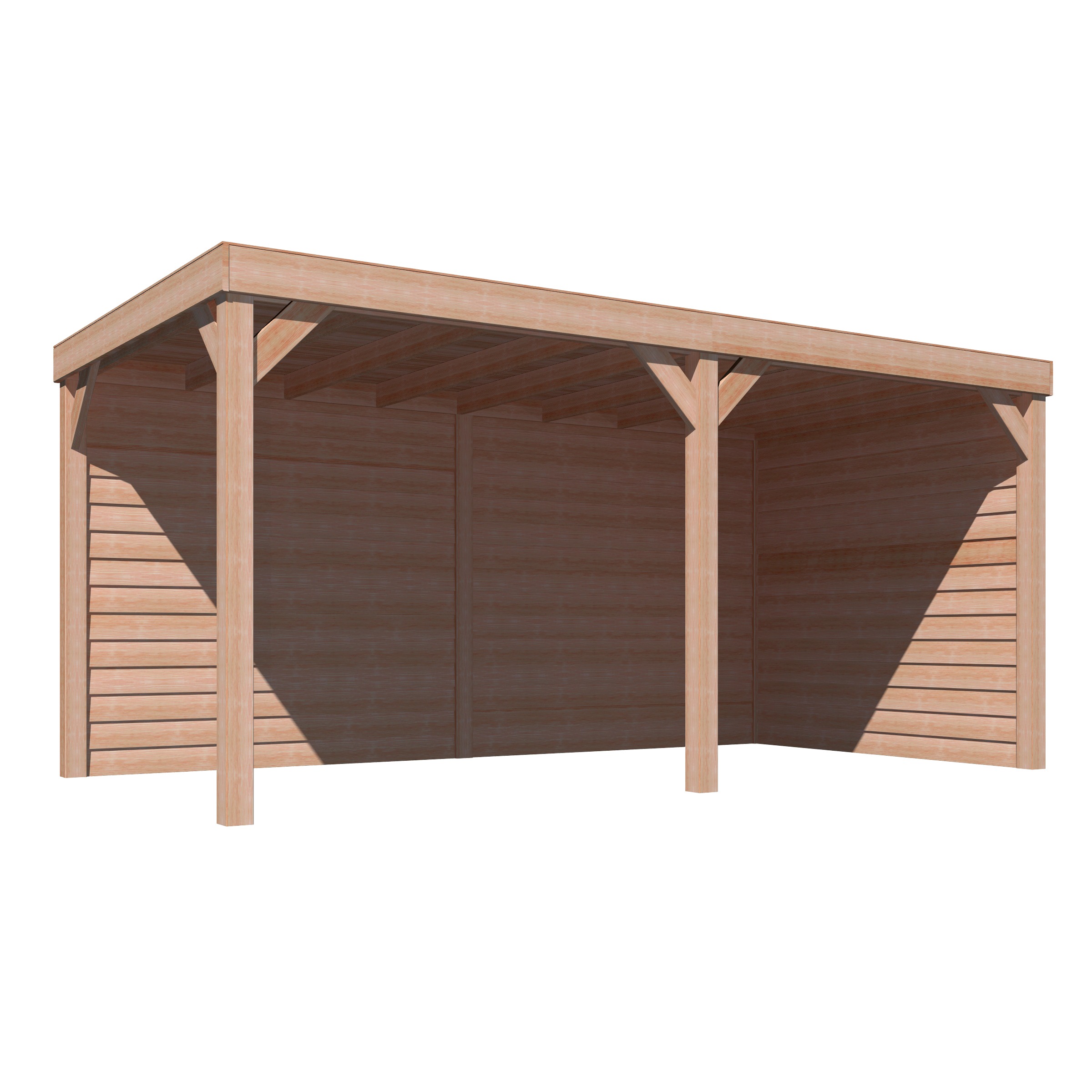 Overkapping Douglas Hout Blank Met Achterwand En Zijwand 270X522 huismerk kopen in de aanbieding