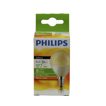 Philips Softone Spaarlamp Kogel E14 5W Flame GAMMA