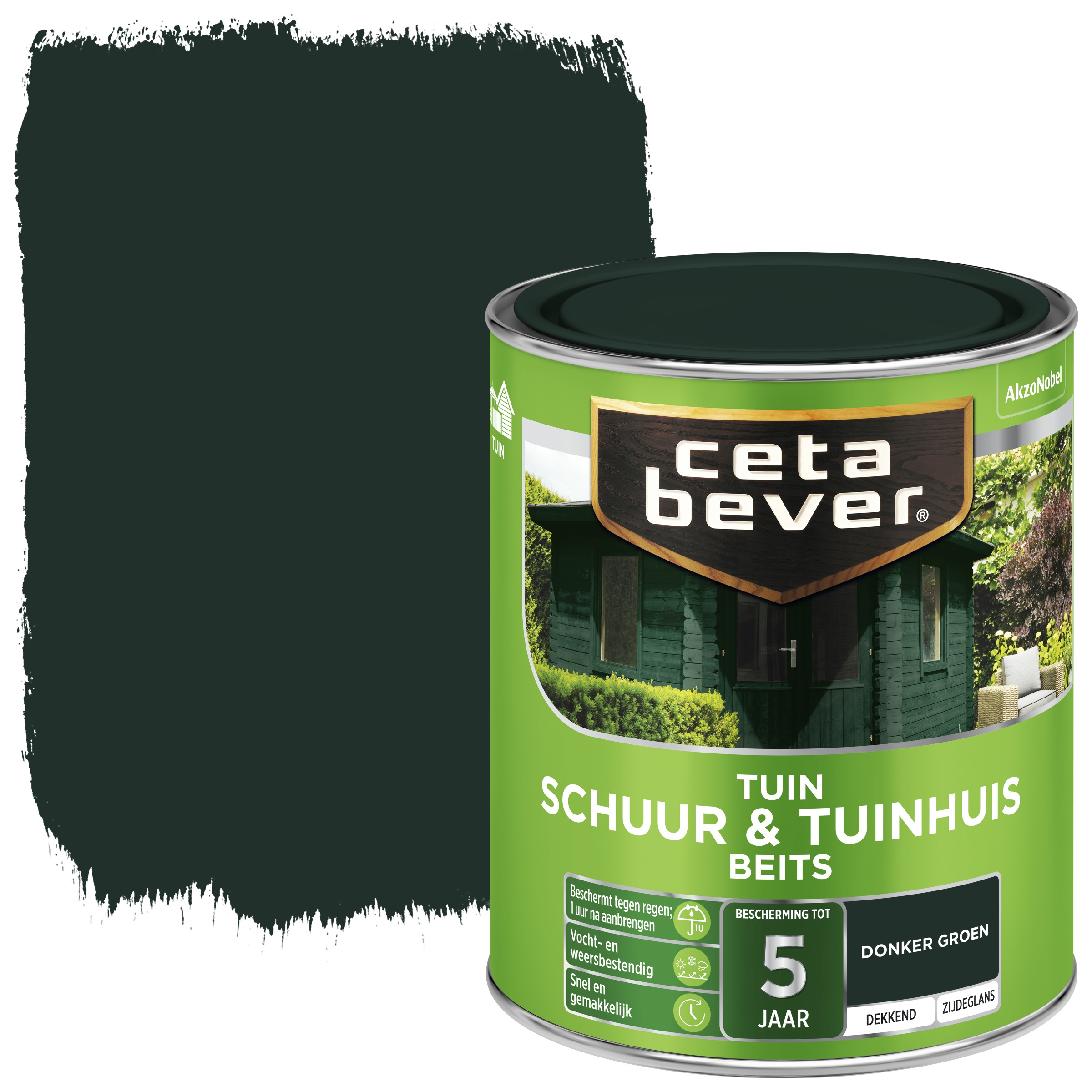 Cetabever Schuur Tuinhuis Beits Dekkend Donkergroen Zijdeglans 750 Ml cetabever kopen in de aanbieding