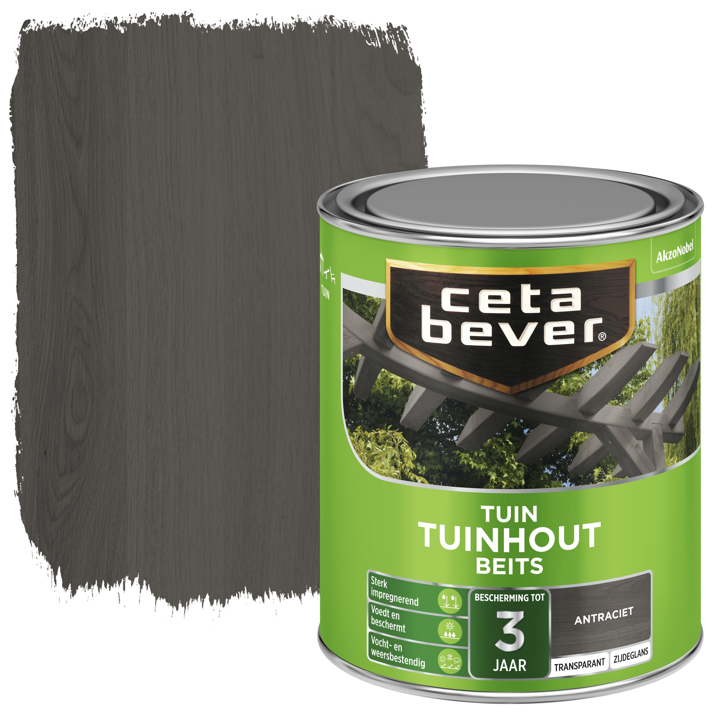 Cetabever Tuinhout Beits Transparant Antraciet Zijdeglans 750 Ml cetabever kopen in de aanbieding