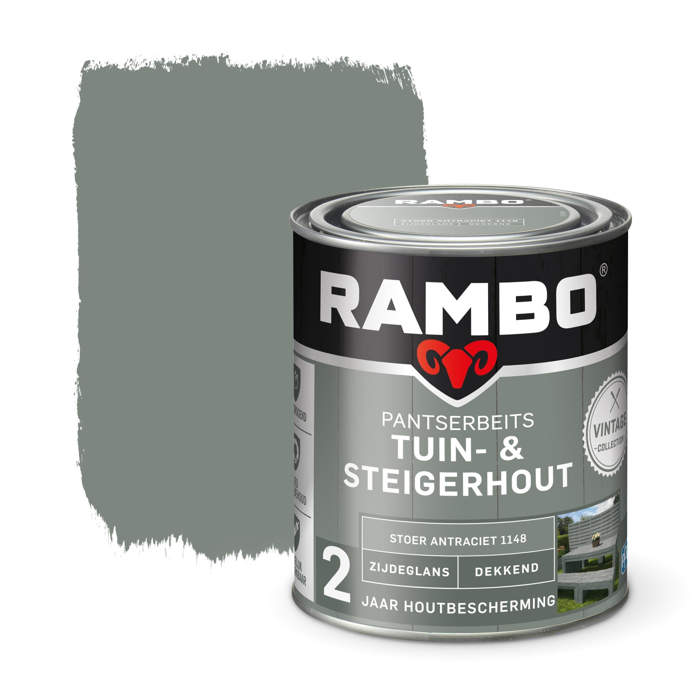 Rambo Vintage Pantserbeits Tuin En Steigerhout Dekkend Stoer Antraciet Zijdeglans 750 Ml rambo kopen in de aanbieding