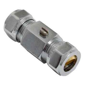 GAMMA kogelstopkraan met knelaansluiting recht chroom 15 mm