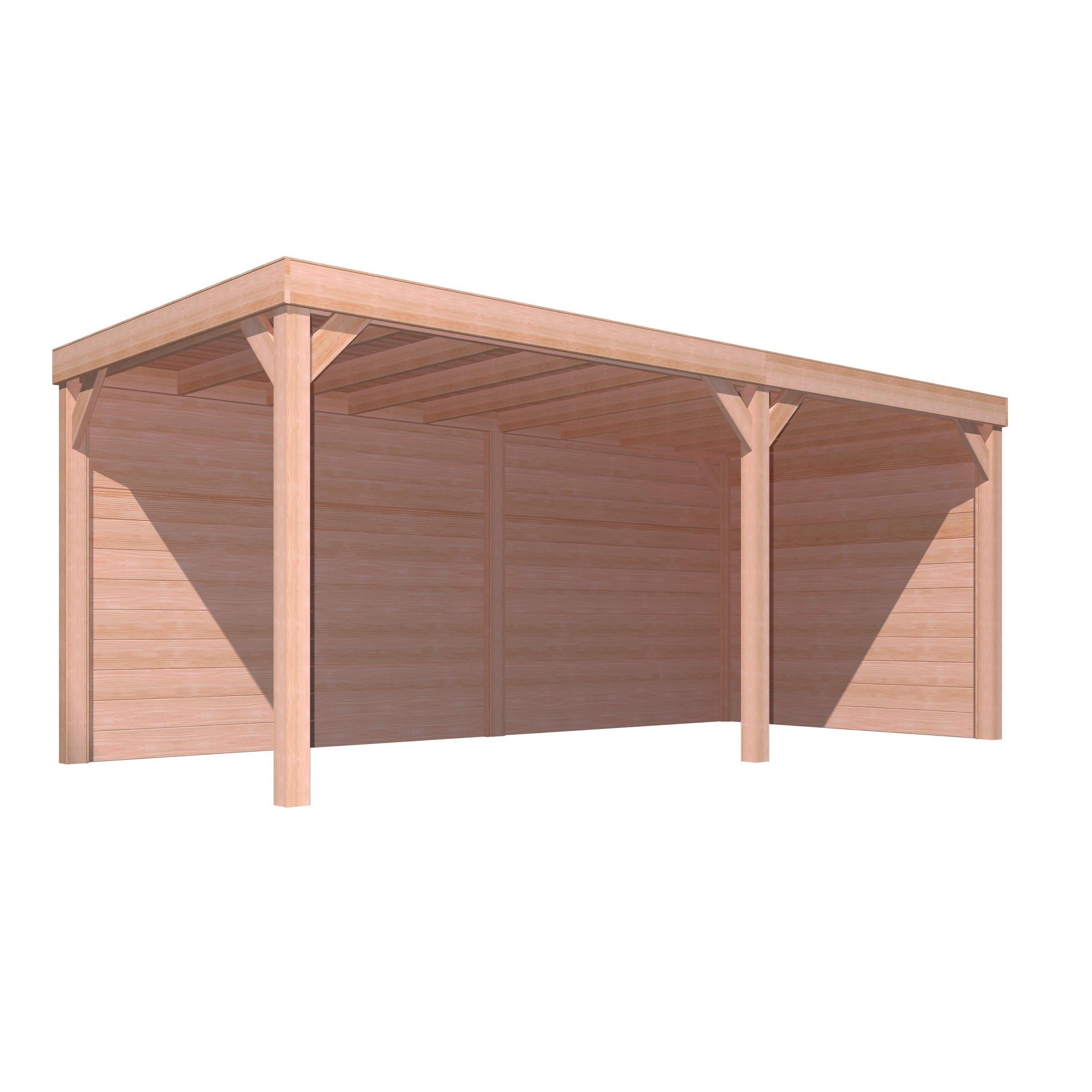 Overkapping Douglas Hout Blank Met Blokhutprofiel Achterwand En Zijwand 270X582 huismerk kopen in de aanbieding
