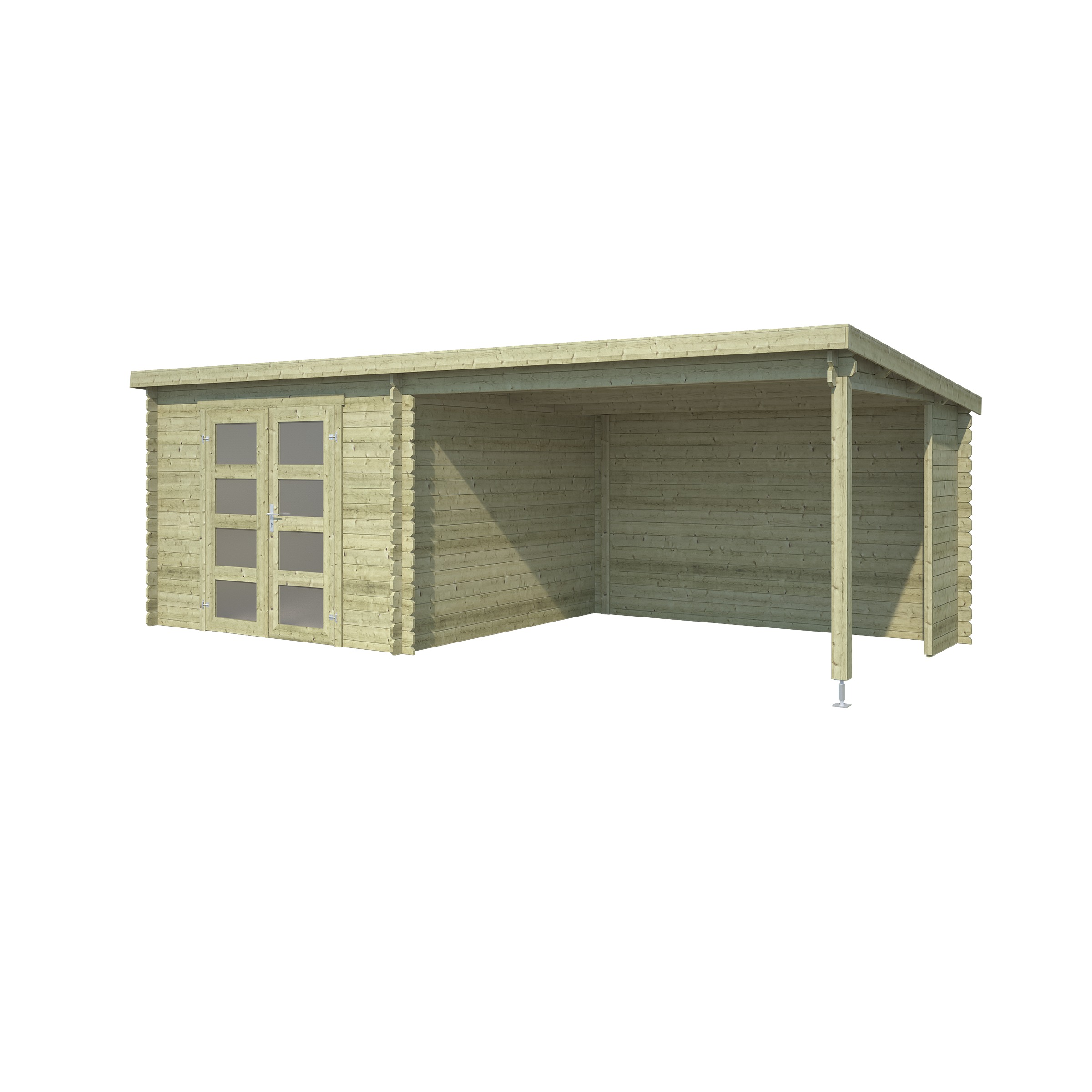 Tuinhuis Met Overkapping Novia Geimpregneerd Hout Groen 620X295 huismerk kopen in de aanbieding