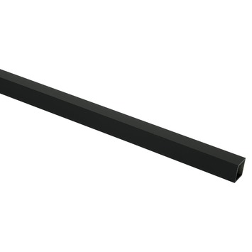 Vierkante aluminium buis, gepoedercoat, zwart RAL 9005, 20 x 10 x 1,5 mm, lengte 2000 mm