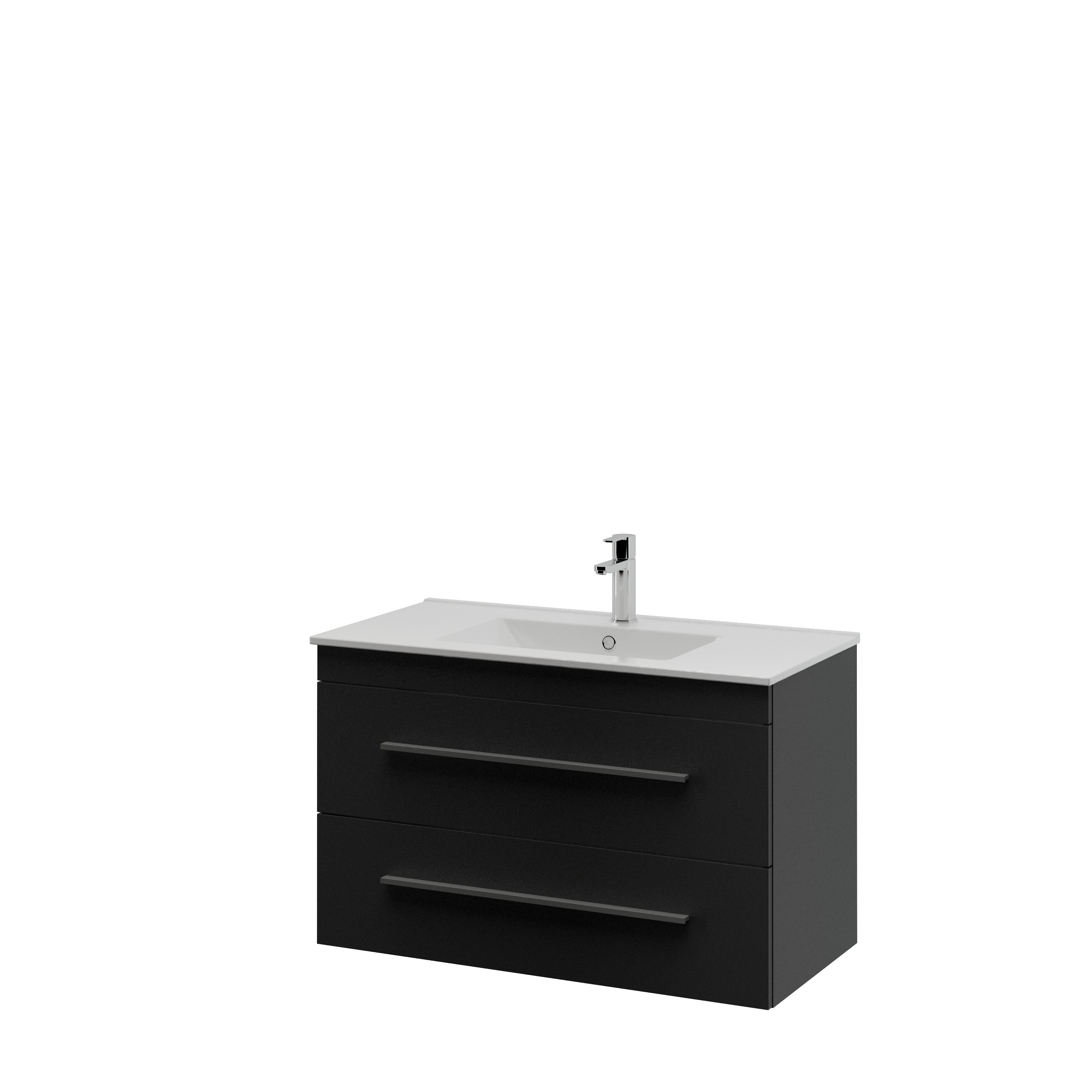 Bruynzeel Elements Badkamermeubel Set 90Cm Zwart Met Profielgreep bruynzeel kopen in de aanbieding