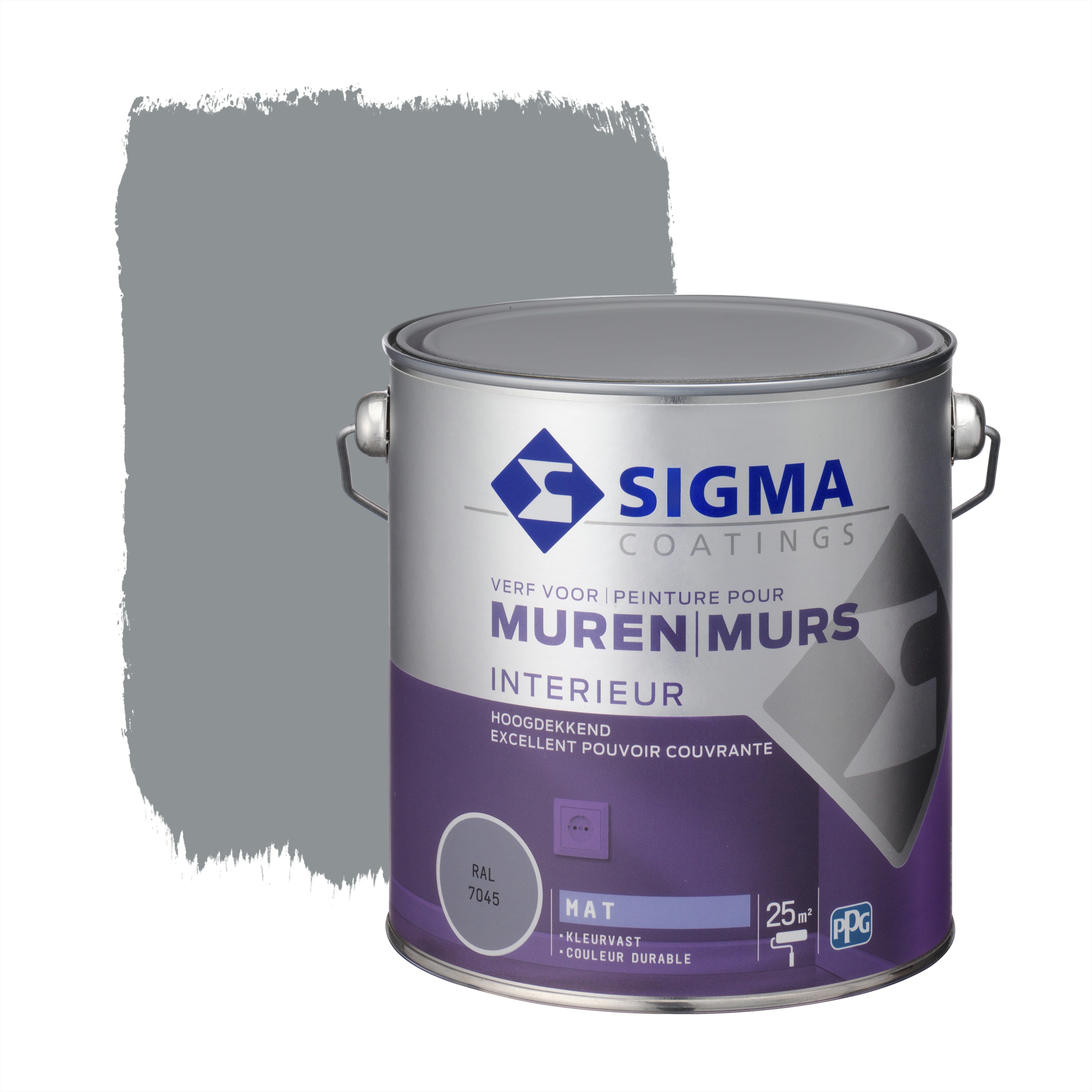 Sigma Hoogdekkende Muurverf Ral 7045 25 Liter sigma kopen in de aanbieding