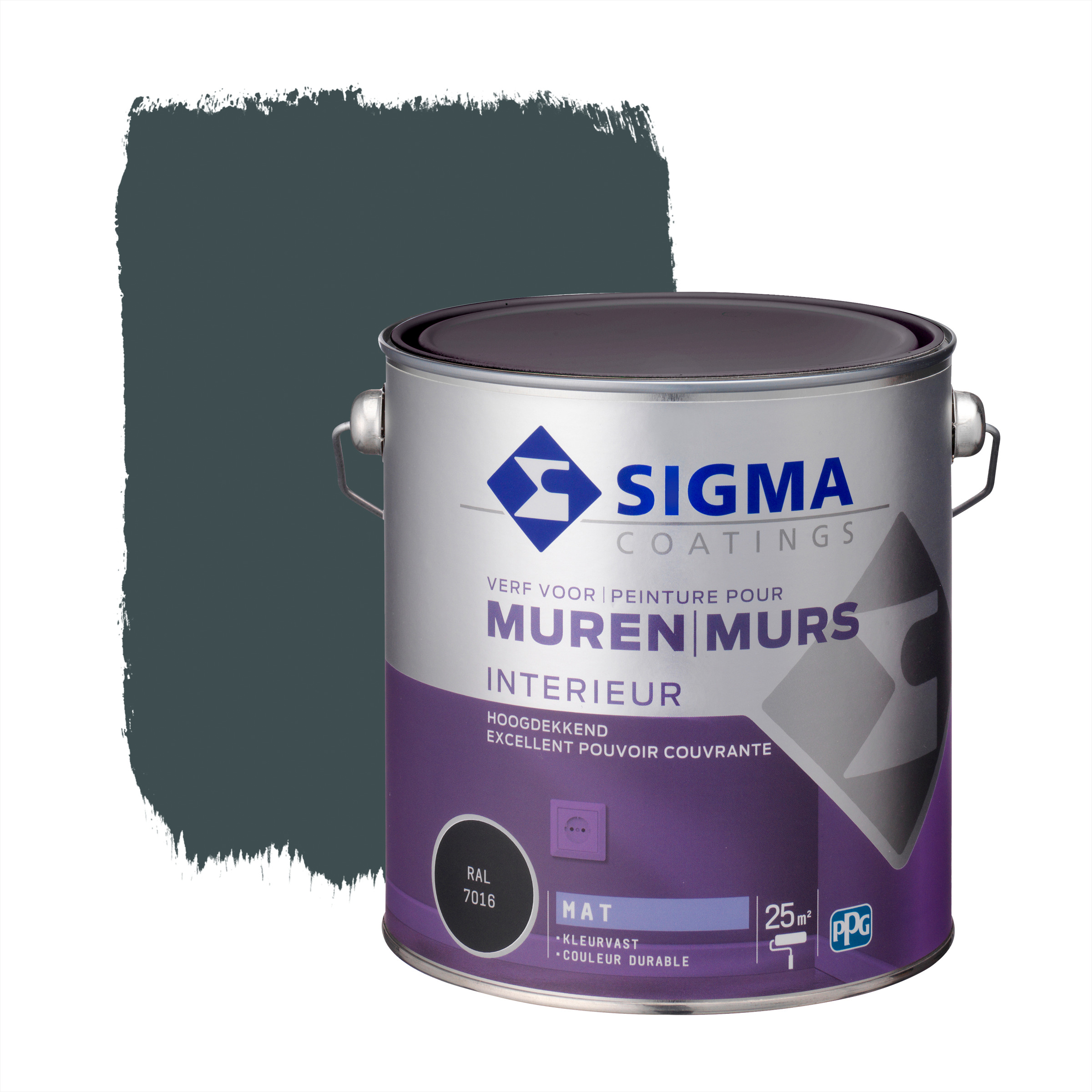 Sigma Hoogdekkende Muurverf Ral 7016 25 Liter sigma kopen in de aanbieding
