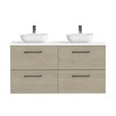 Tiger badkamermeubel Studio 120cm naturel eik/witte waskom met ronde greep