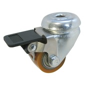 Zwenkwiel + rem PUR met boutbevestiging 35mm tot 100kg