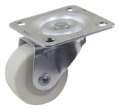 Zwenkwiel wit PUR met plaatbevestiging 30mm tot 20kg