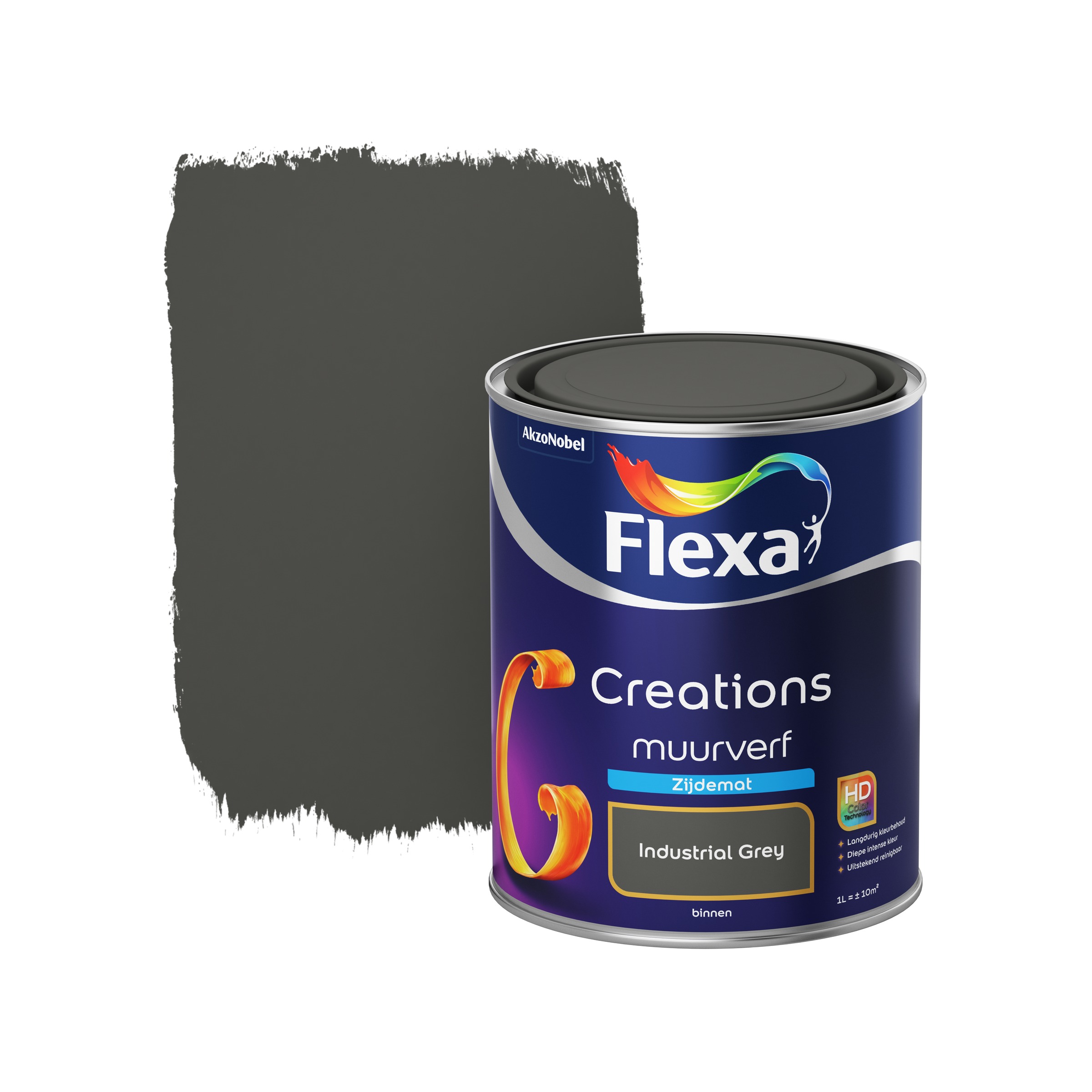 Flexa Creations Muurverf Industrial Grey Zijdemat 1 Liter flexa kopen in de aanbieding