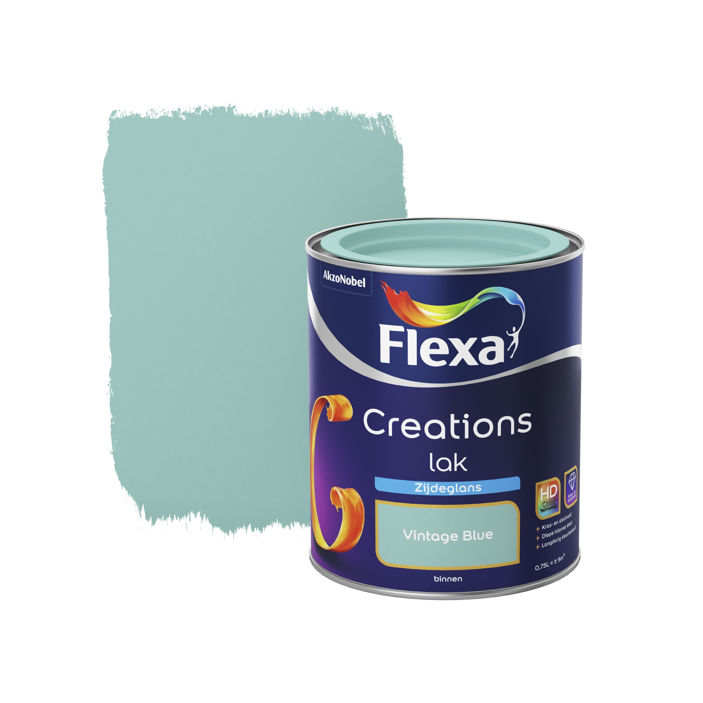Flexa Creations Lak Vintage Blue Zijdeglans 750 Ml flexa kopen in de aanbieding