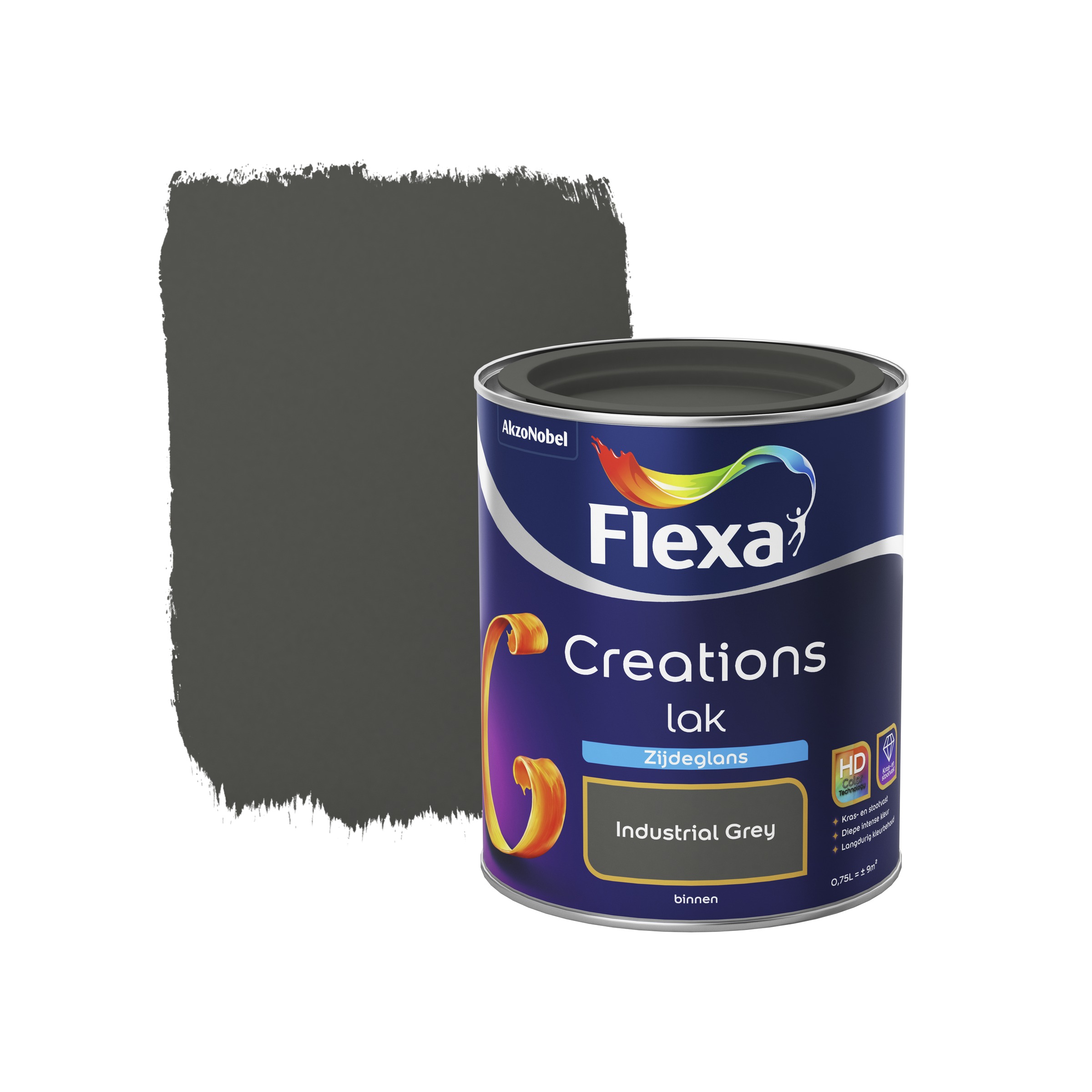 Flexa Creations Lak Industrial Grey Zijdeglans 750 Ml flexa kopen in de aanbieding