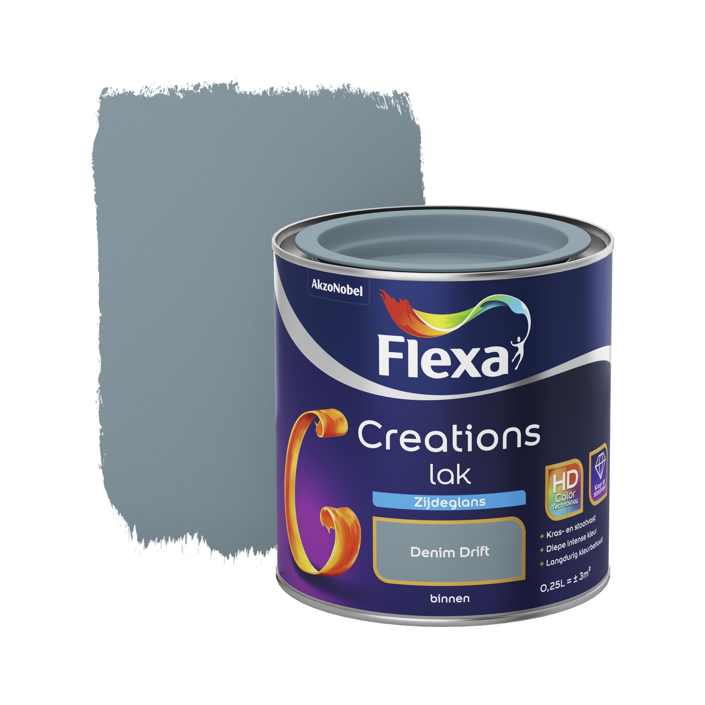 Flexa Creations Binnenlak Denim Drift Zijdeglans 250 Ml flexa kopen in de aanbieding