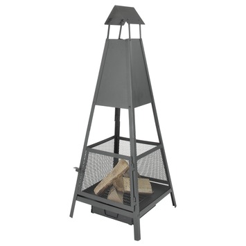 HEAT Outdoor Living Gystad - Vuurkorf - Vuurton en vuurplaats - Stevige stalen vuurkorf - Met plancha grill om te koken - BBQ Barbecue - 60 x 60 x 40 cm
