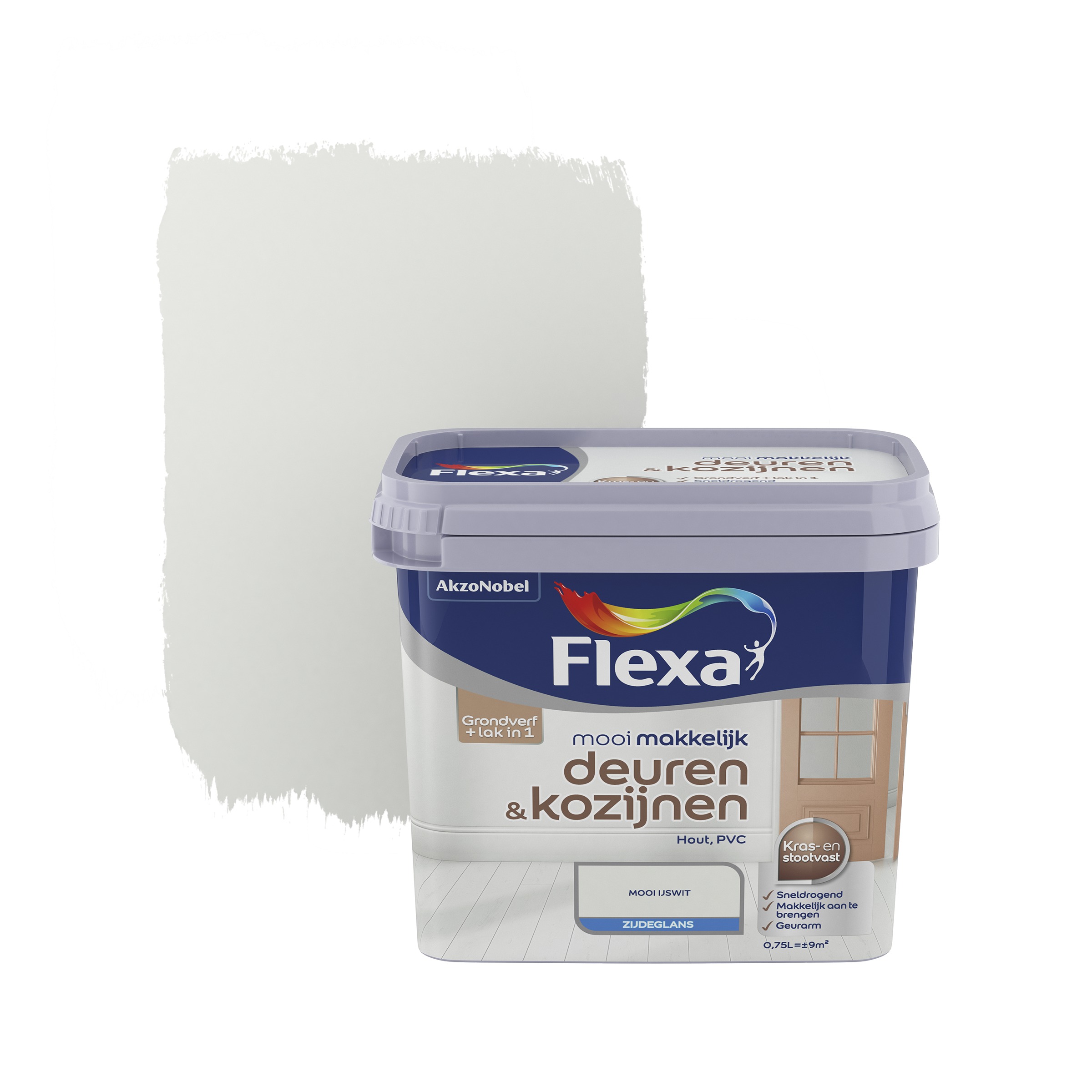 Flexa Mooi Makkelijk Deurenkozijnen Ijswit Zijdeglans 750 Ml flexa kopen in de aanbieding