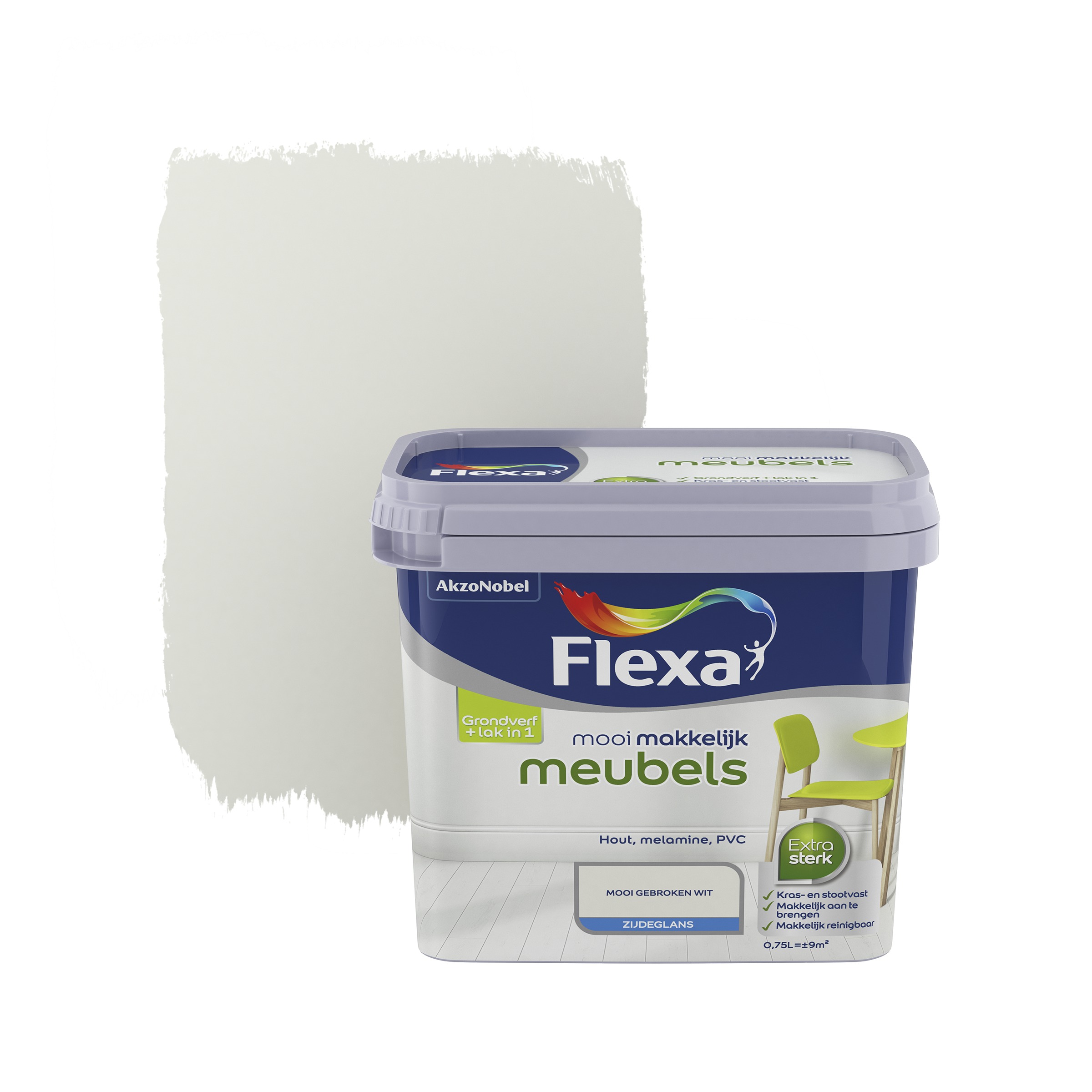 Flexa Mooi Makkelijk Meubels Gebroken Wit Zijdeglans 750 Ml flexa kopen in de aanbieding