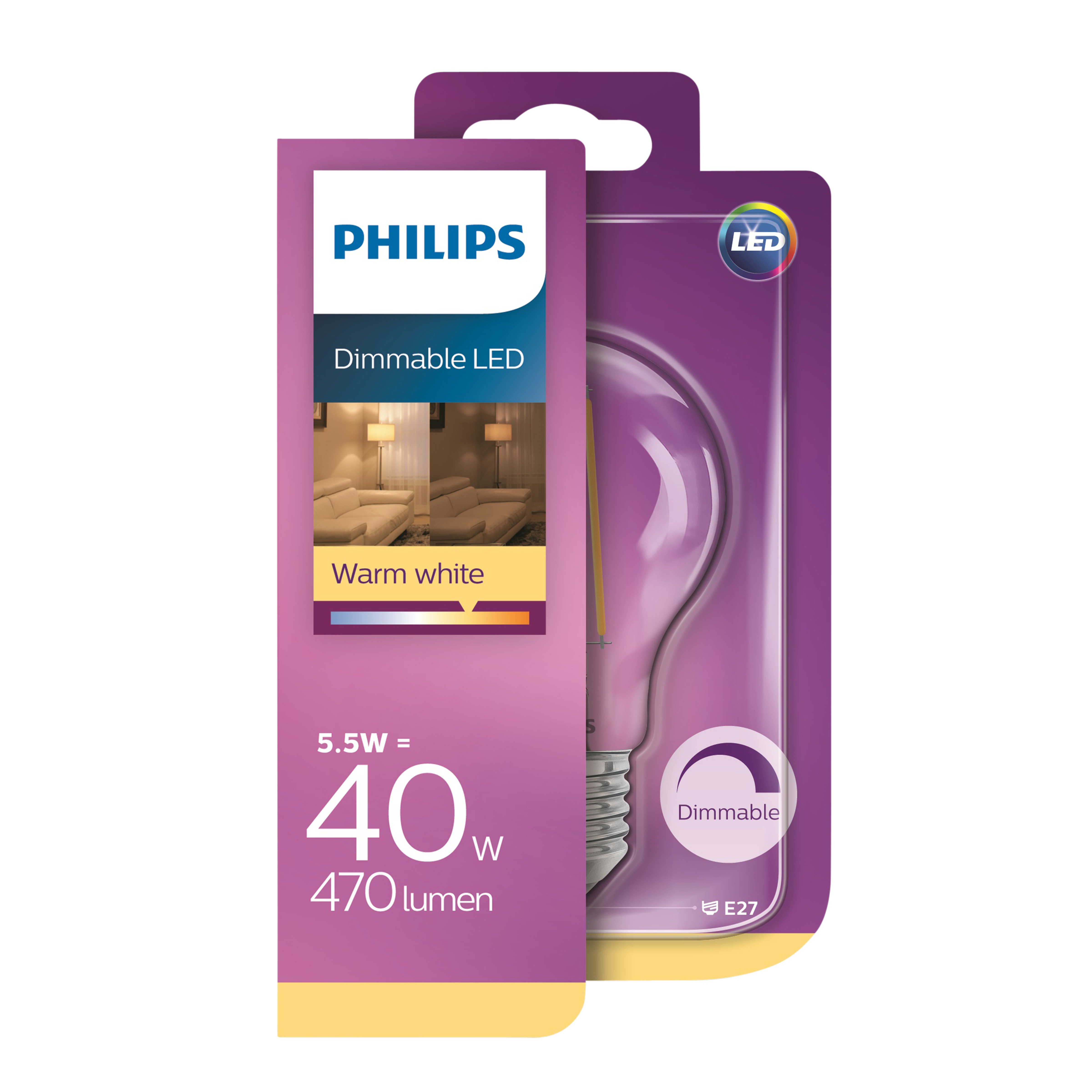 Philips Filamentlamp Led E27 40 Watt Dimbaar philips kopen in de aanbieding