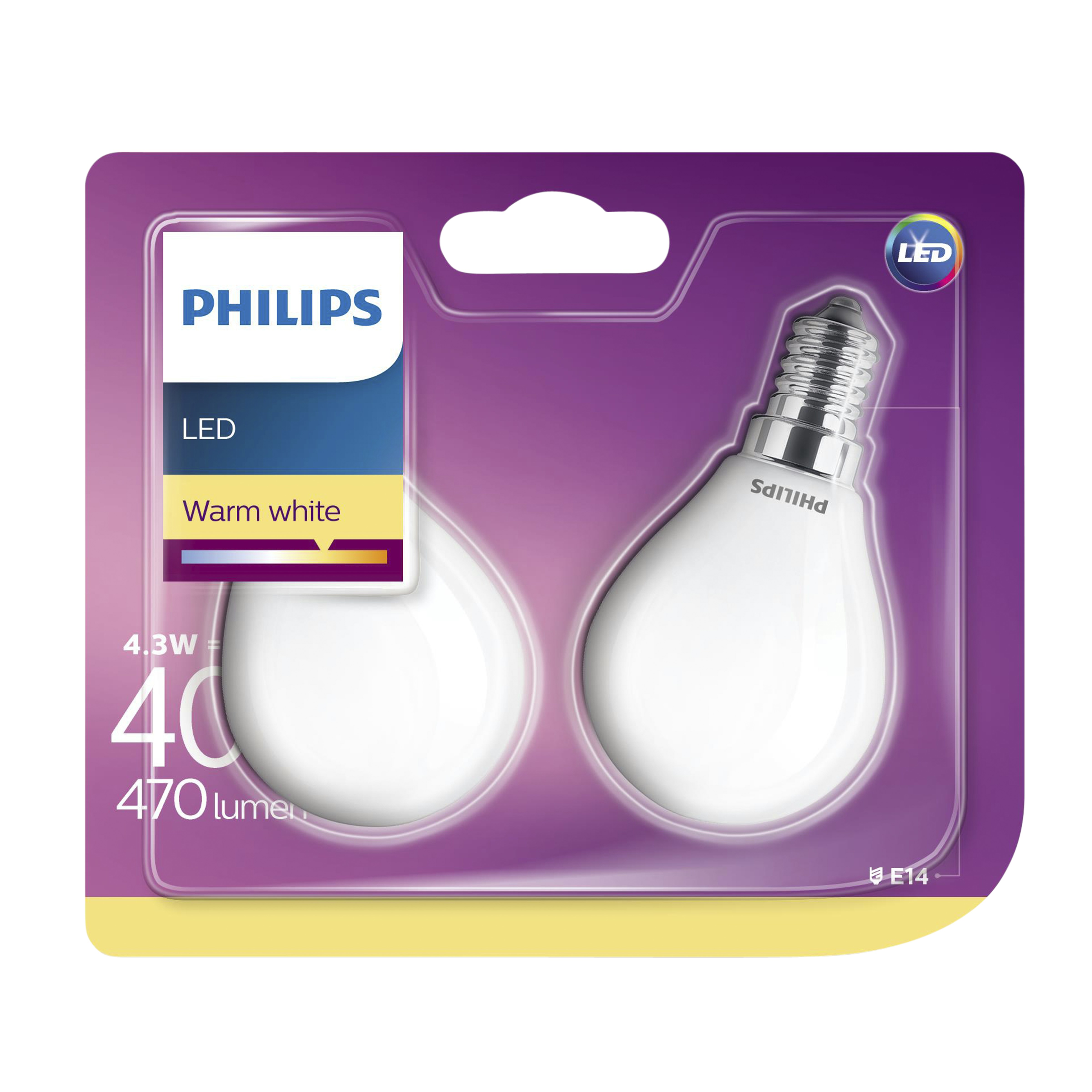 Philips Led Kogel E14 43W 40W 470 Lm 2St philips kopen in de aanbieding