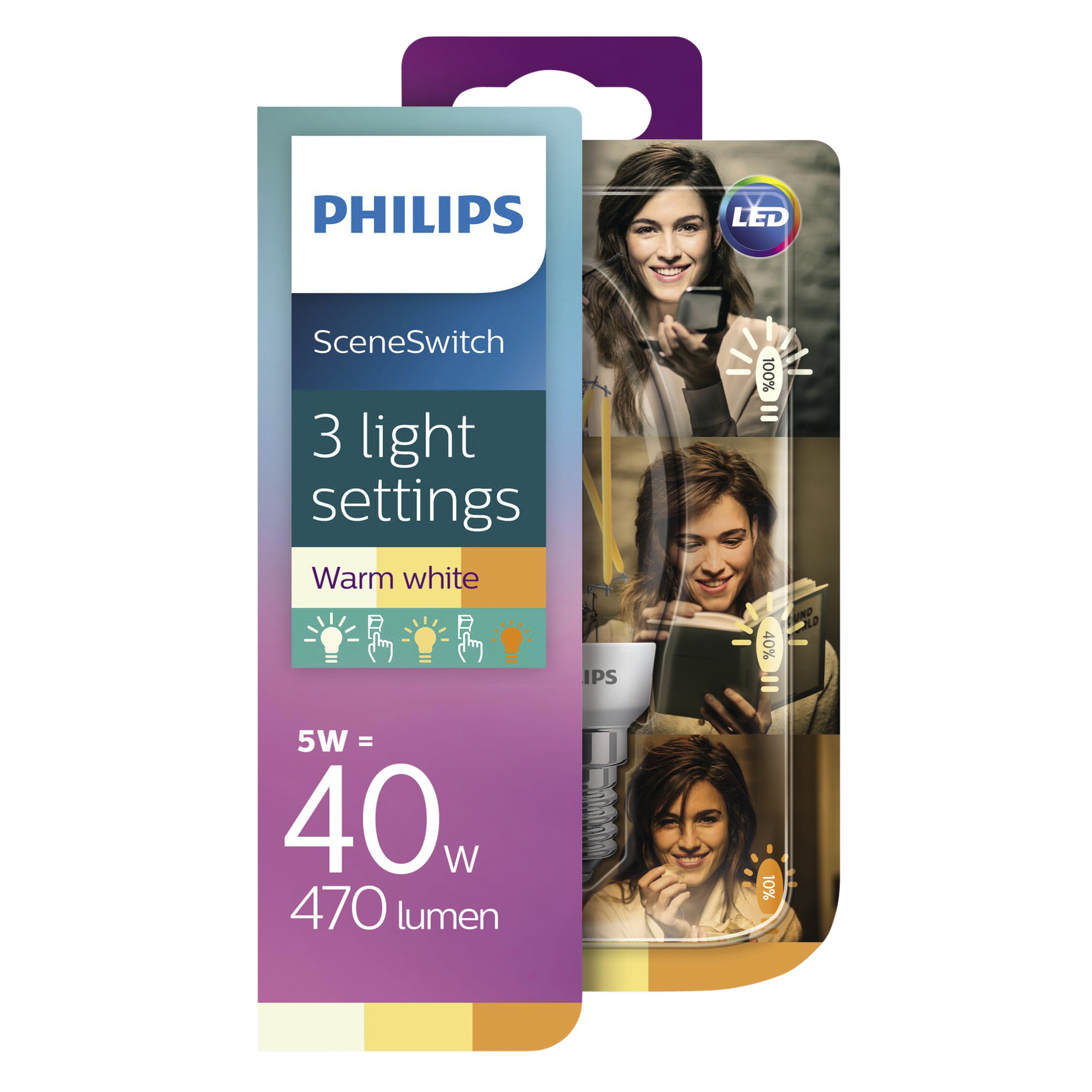 Philips Led Kaarslamp E14 40W Sceneswitch philips kopen in de aanbieding