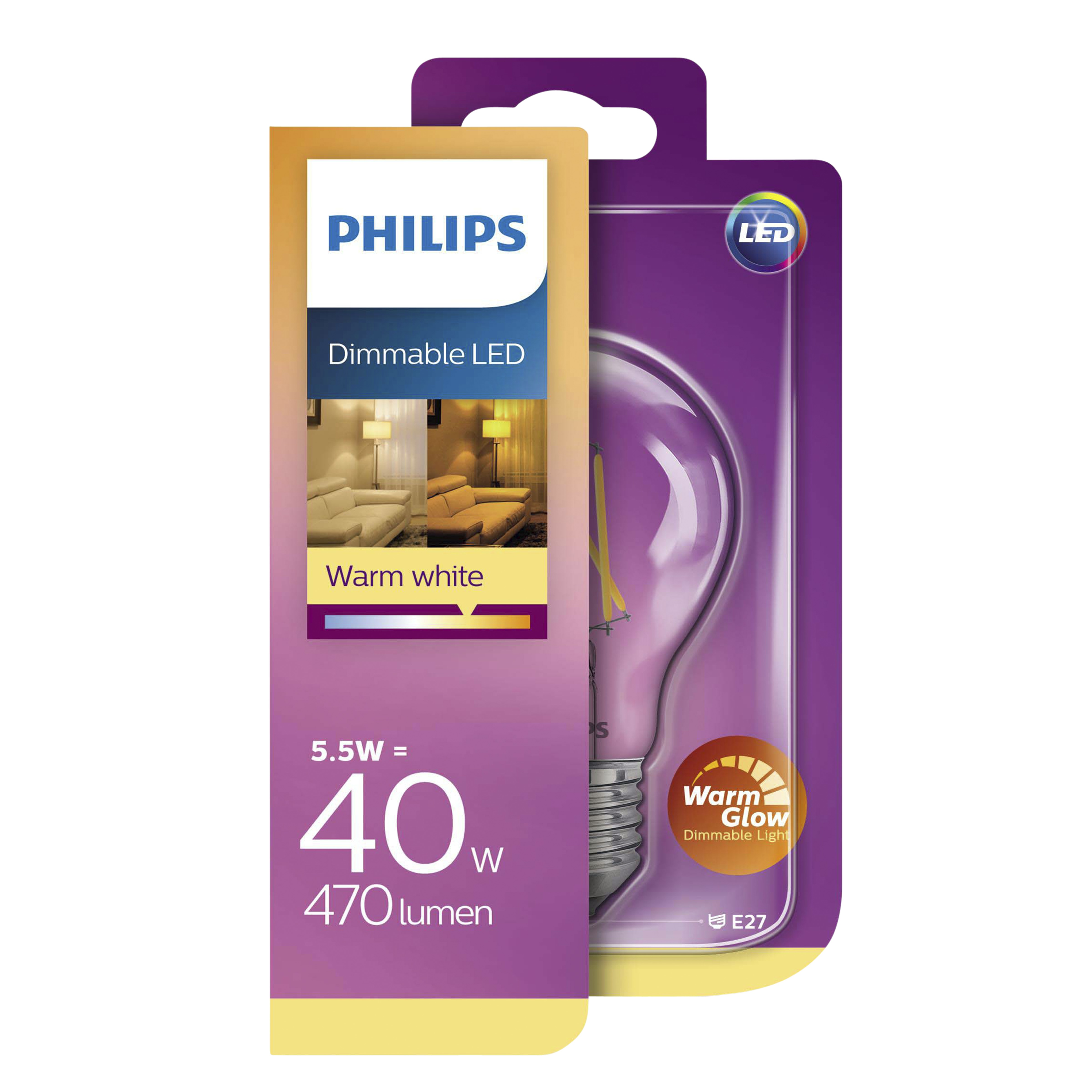 Philips Led Classic 40W E27 Peer Helder Warmglow Dimbaar philips kopen in de aanbieding