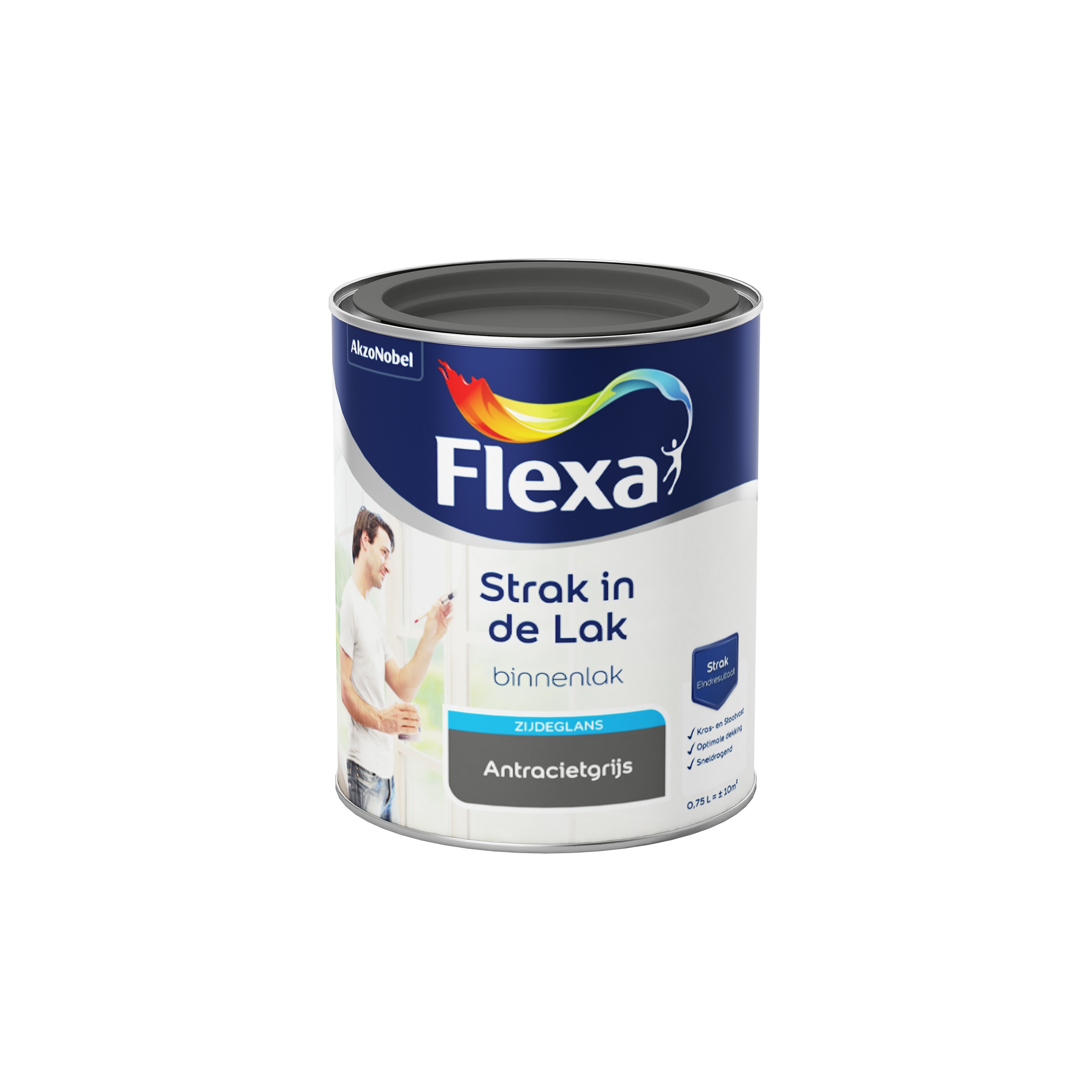 Flexa Strak In De Lak Antraciet Zijdeglans 750 Ml flexa kopen in de aanbieding