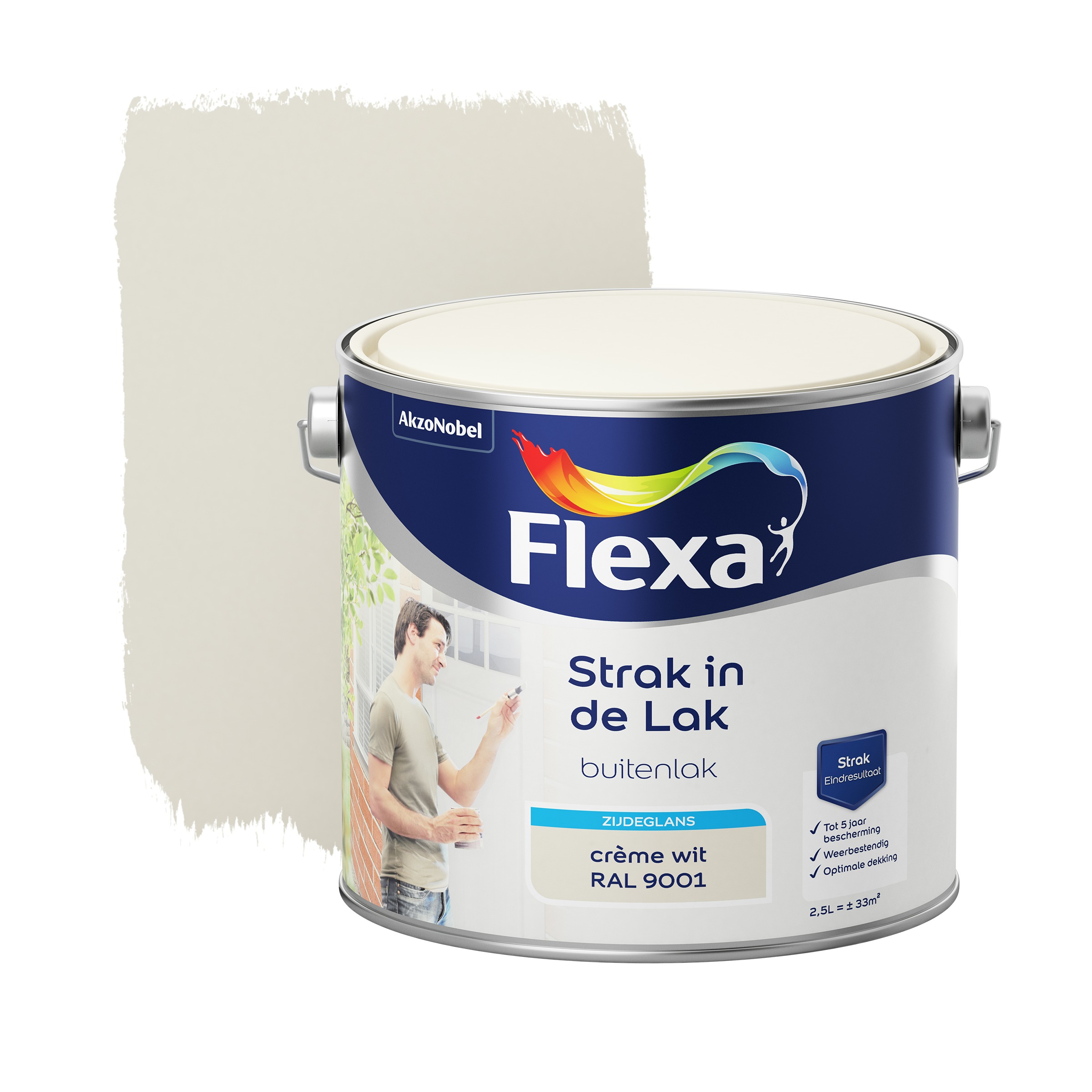 Flexa Strak In De Lak Lakverf Zijdeglans Ral 9001 25 flexa kopen in de aanbieding