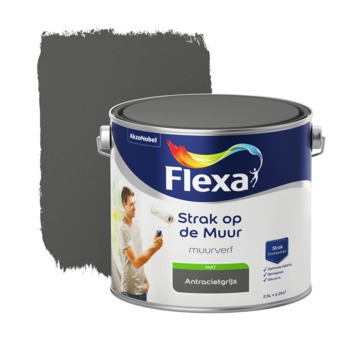 Handig deur Tactiel gevoel GAMMA | Flexa Strak op de muur antraciet mat 2,5 liter kopen? | muurverf -kleur